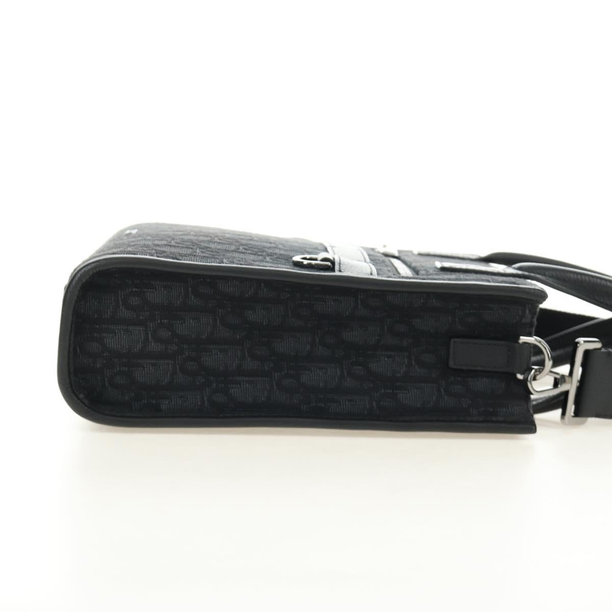 Christian Dior Trotter Canvas Safari Hand Bag 2way Black Silver Auth 189716SM