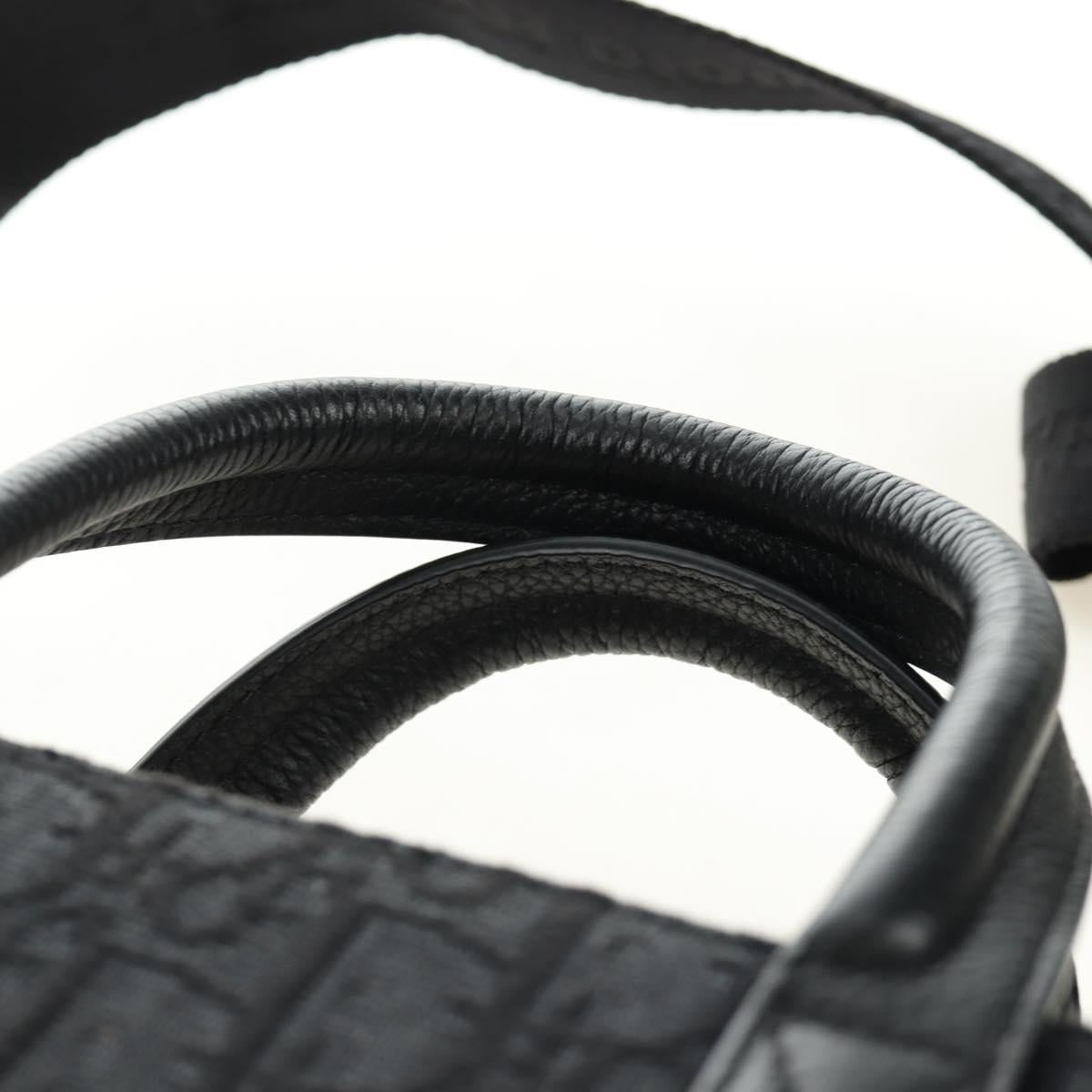 Christian Dior Trotter Canvas Safari Hand Bag 2way Black Silver Auth 189716SM