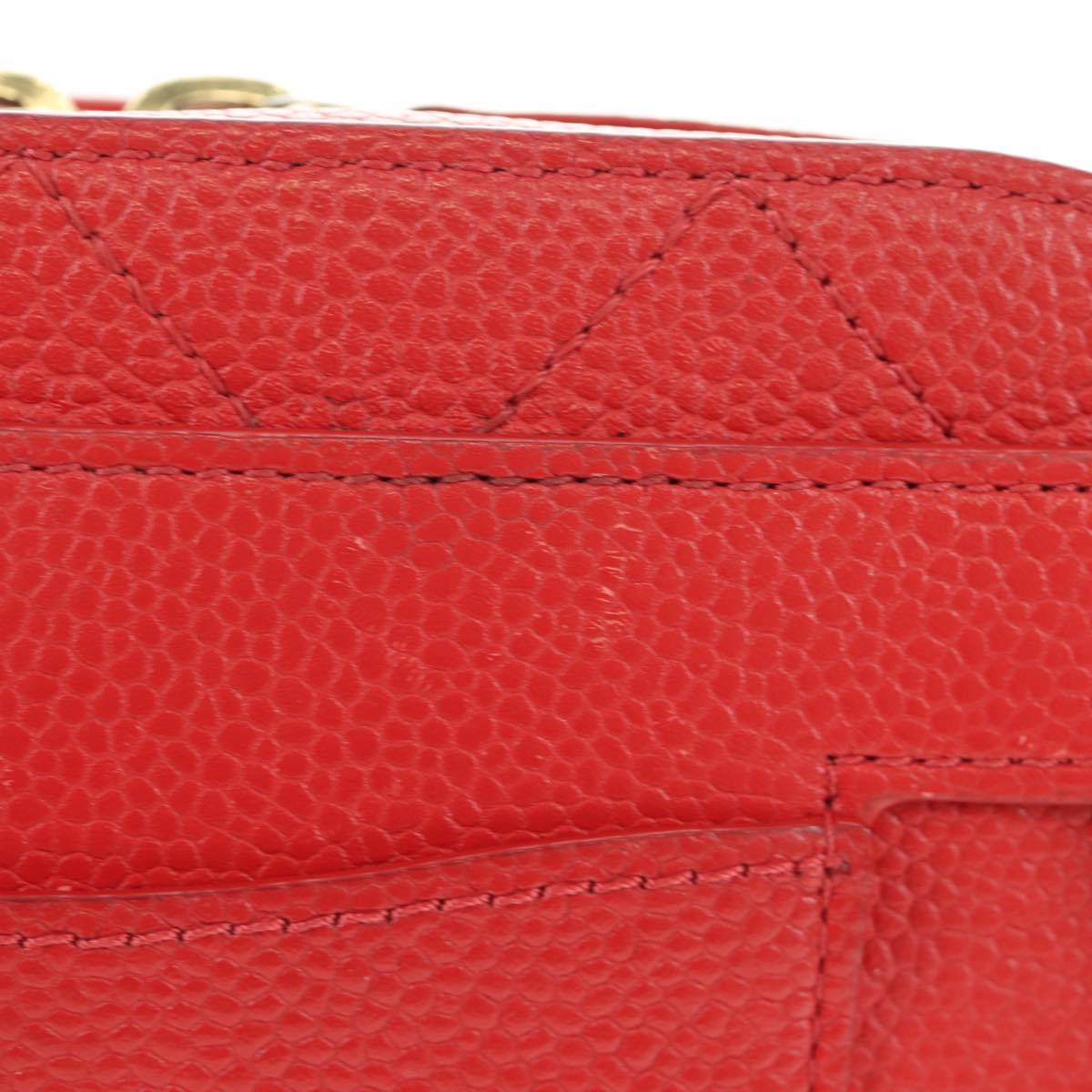 CHANEL Matelasse Chic Affinity Chain Bag Caviar Skin Red Gold CC Auth 189719M