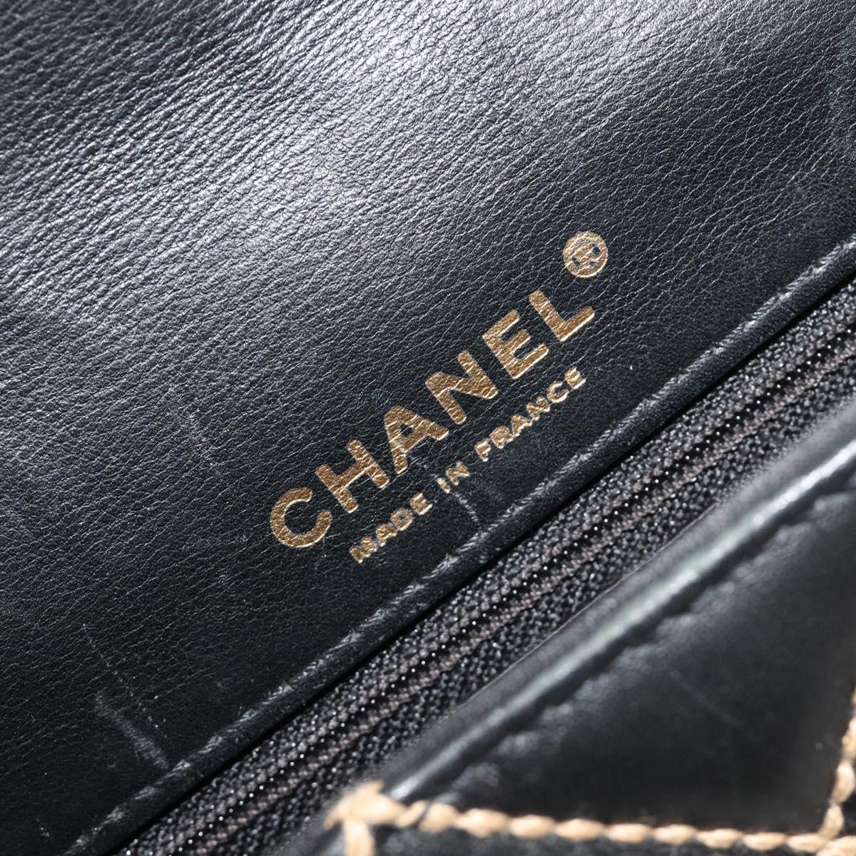 CHANEL Wild Stitch Chain Shoulder Bag Leather Black Gold CC Auth 189724V