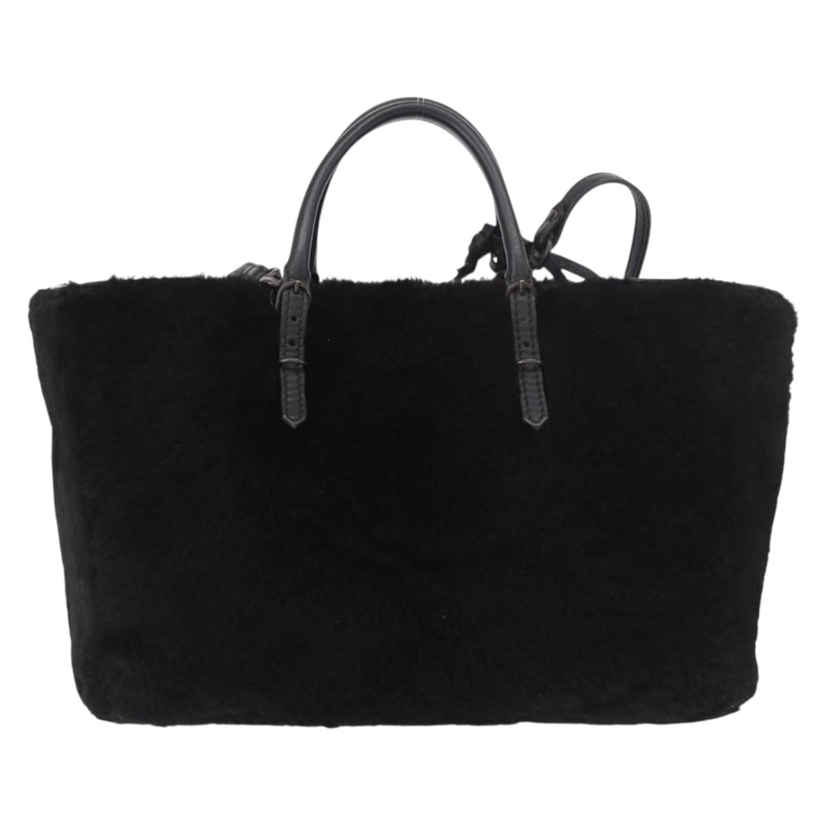 BALENCIAGA Hand Bag Fur 2way Black Auth 189725A