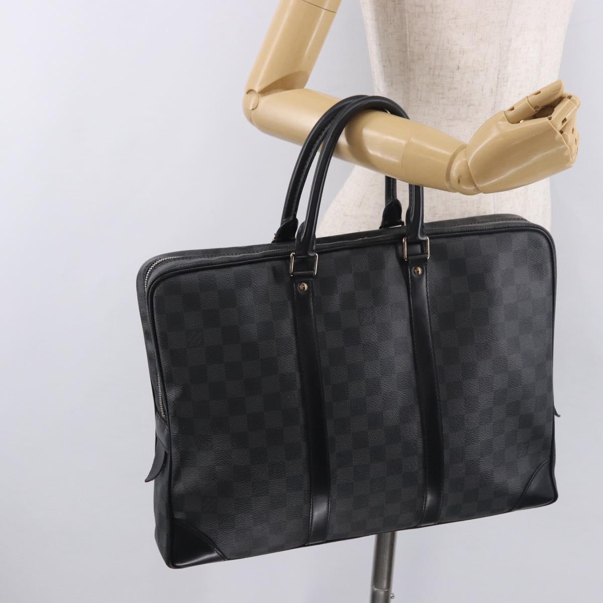LOUIS VUITTON Damier Grafitte Porte Documents Voyage Bag N41125 LV Auth 189727