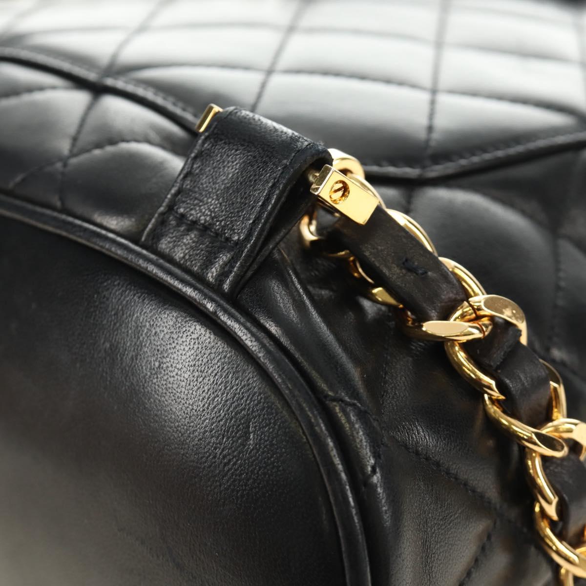 CHANEL Matelasse Backpack Lamb Skin Black Gold CC Auth 189728V