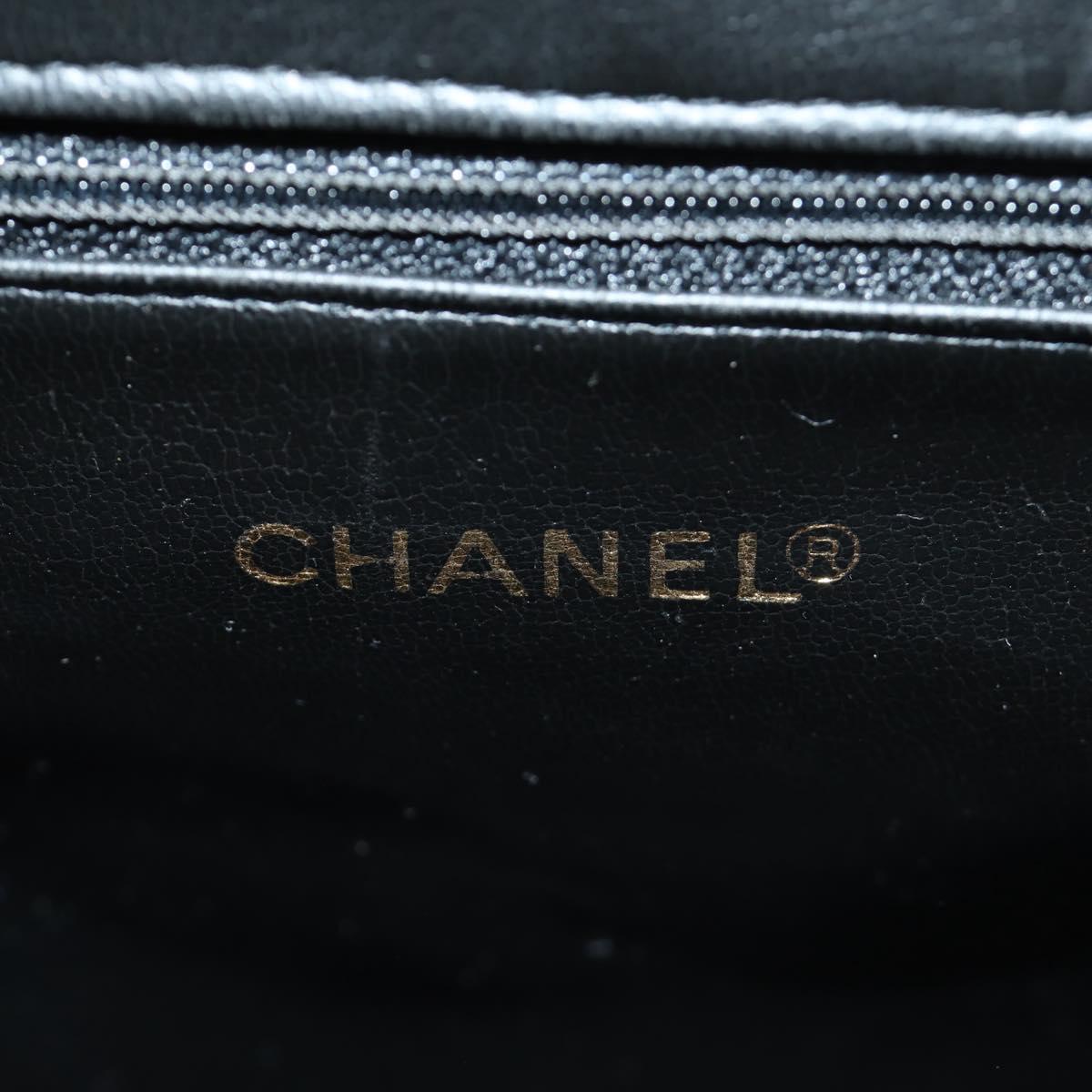 CHANEL Matelasse Backpack Lamb Skin Black Gold CC Auth 189728V