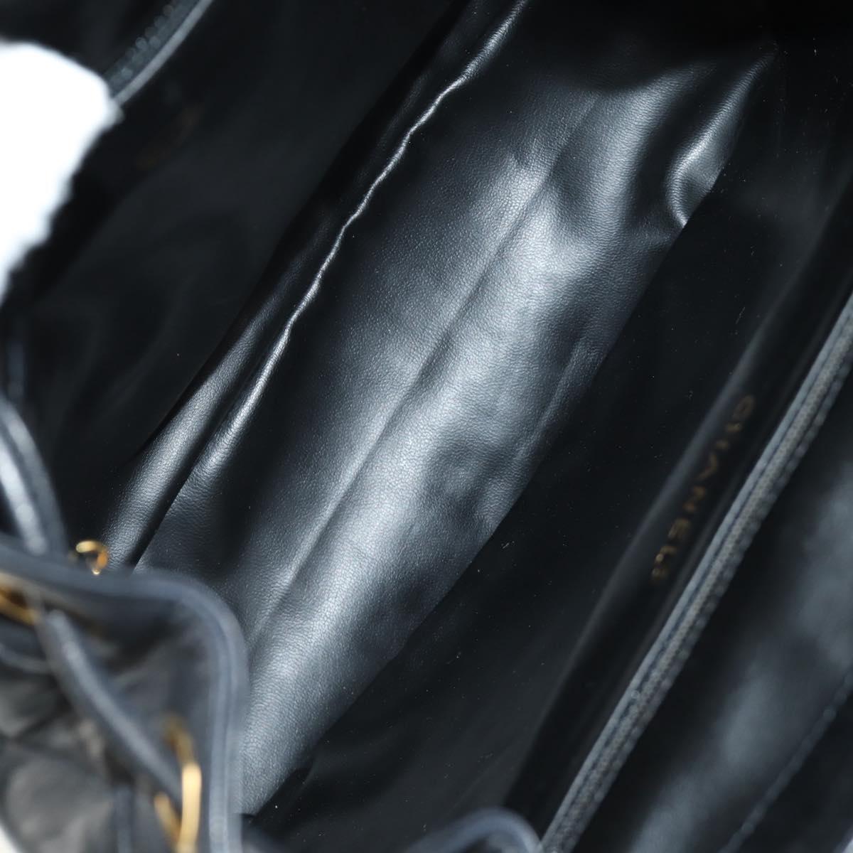 CHANEL Matelasse Backpack Lamb Skin Black Gold CC Auth 189728V