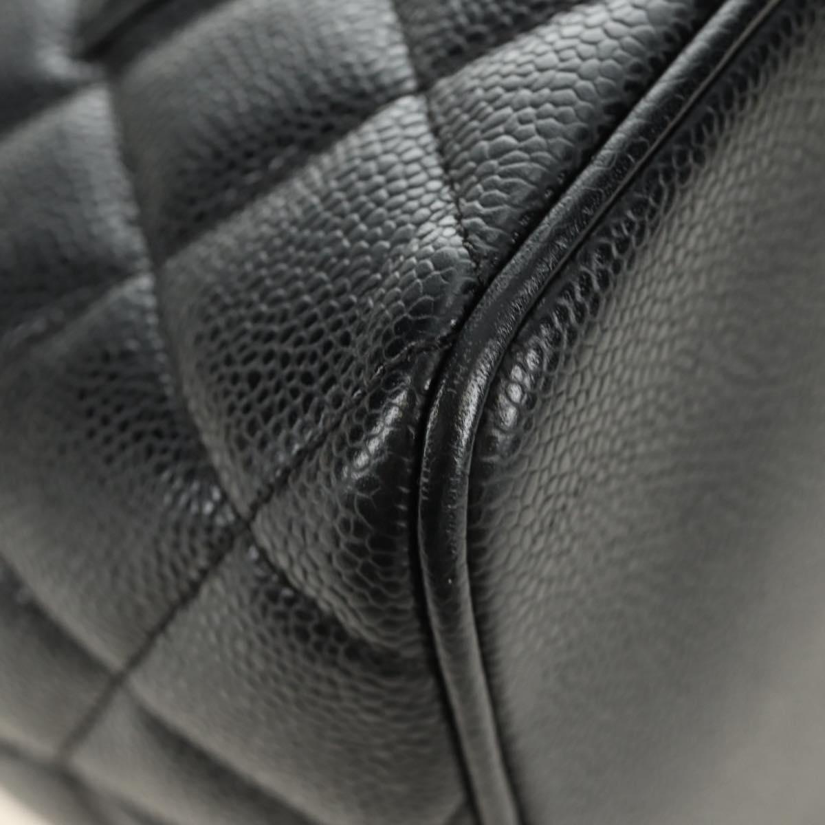 CHANEL Matelasse Standard Tote Bag Caviar Skin Black Gold CC Auth 189730SV