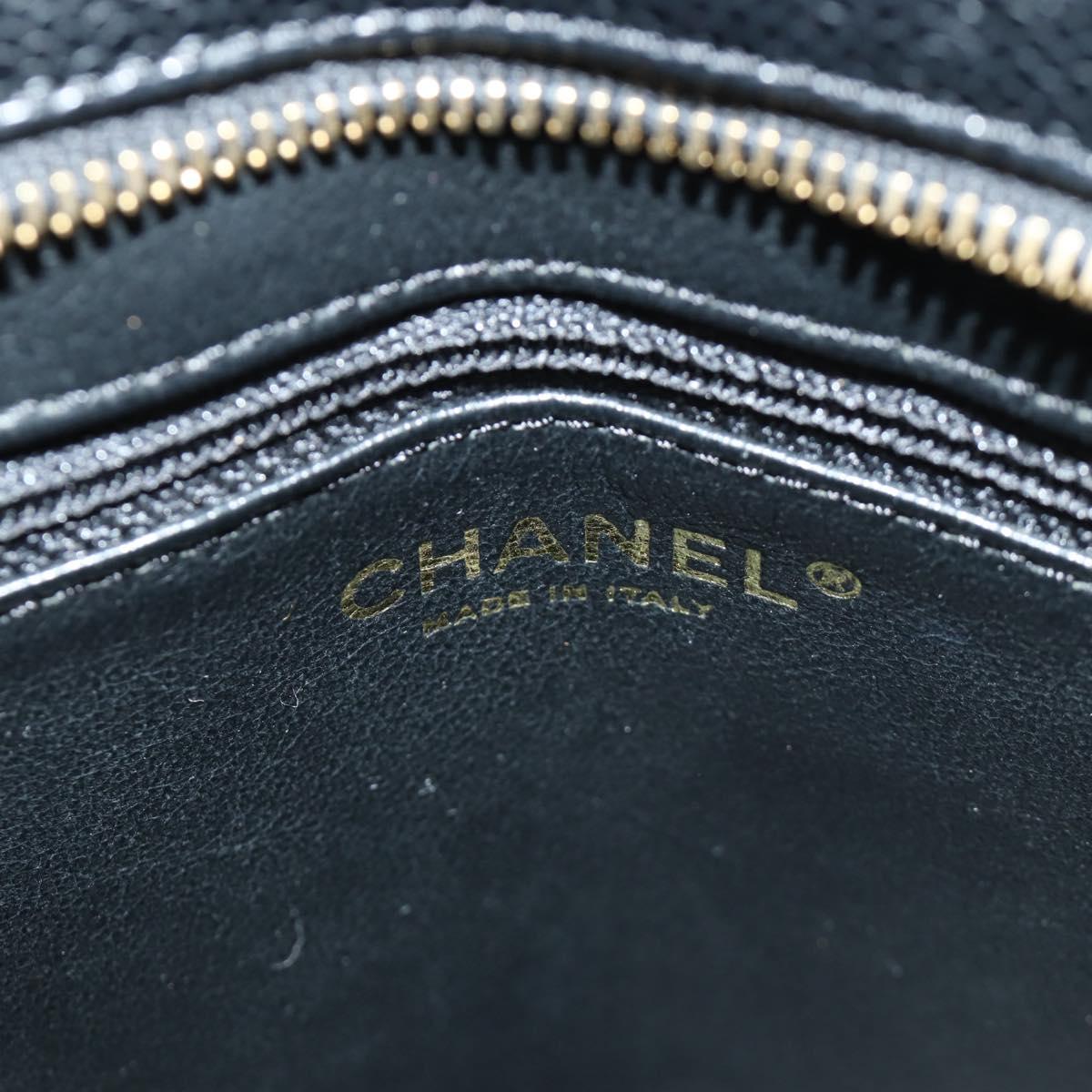 CHANEL Matelasse Standard Tote Bag Caviar Skin Black Gold CC Auth 189730SV