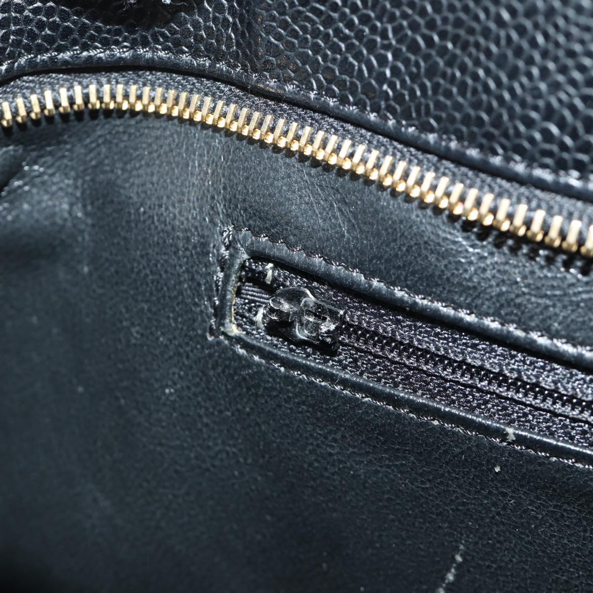 CHANEL Matelasse Standard Tote Bag Caviar Skin Black Gold CC Auth 189730SV