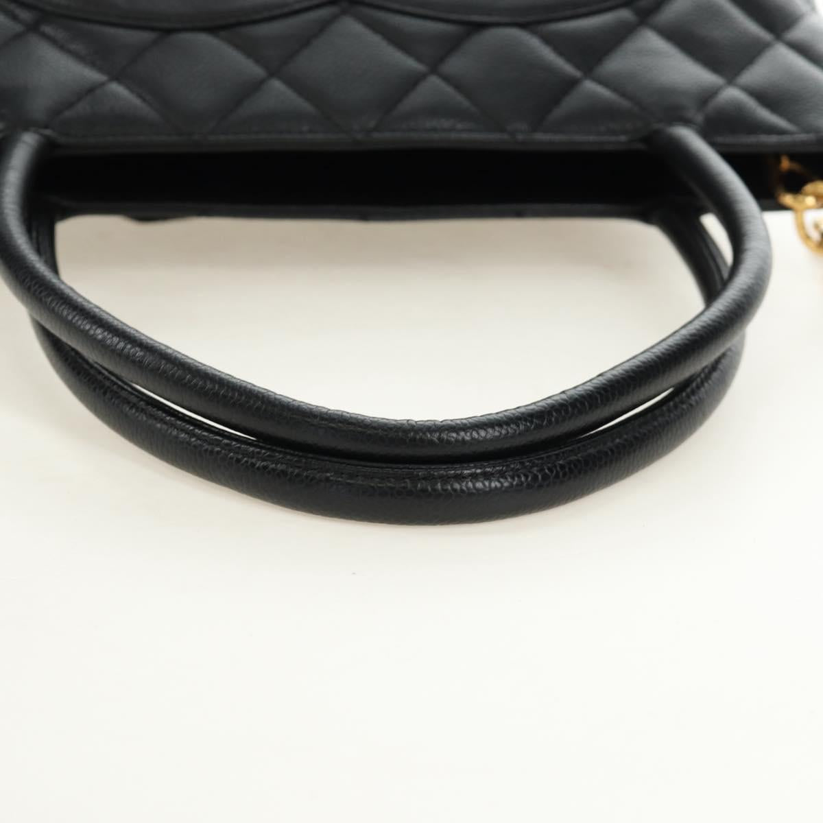 CHANEL Matelasse Standard Tote Bag Caviar Skin Black Gold CC Auth 189730SV