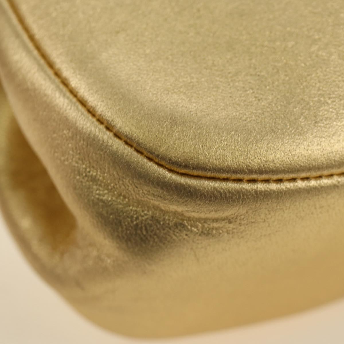 CHANEL Chain Shoulder Bag Leather Gold CC Auth 189731SM