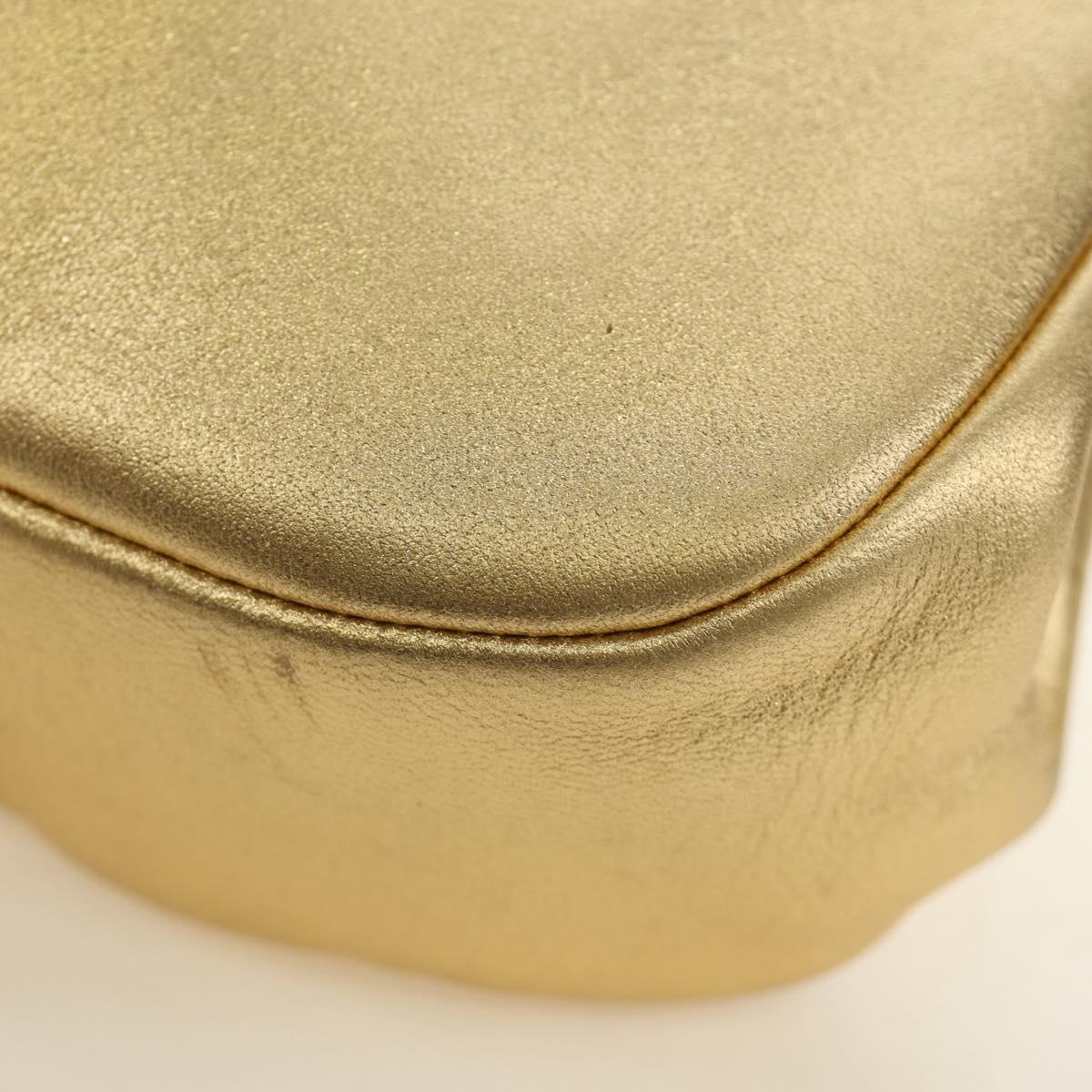 CHANEL Chain Shoulder Bag Leather Gold CC Auth 189731SM