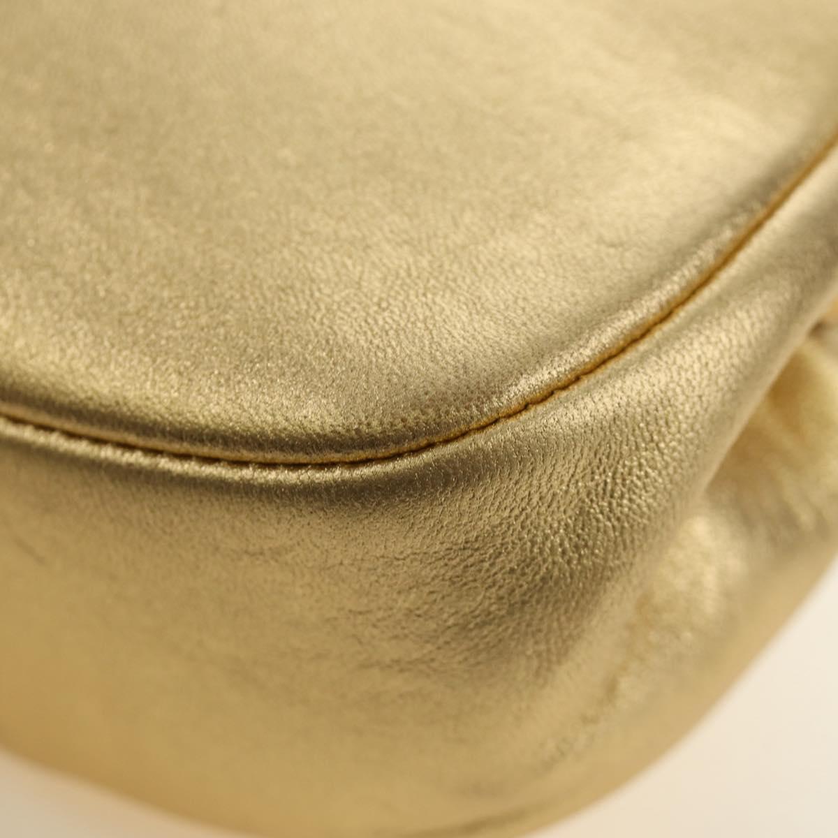 CHANEL Chain Shoulder Bag Leather Gold CC Auth 189731SM
