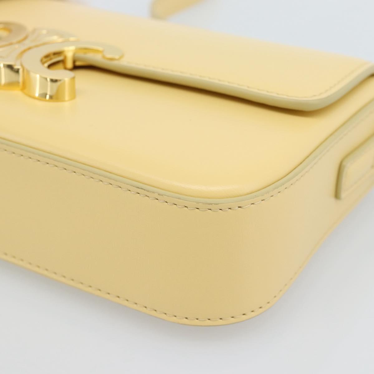 CELINE Triomphe Shoulder Bag Leather Ivory Gold Auth 189733SM