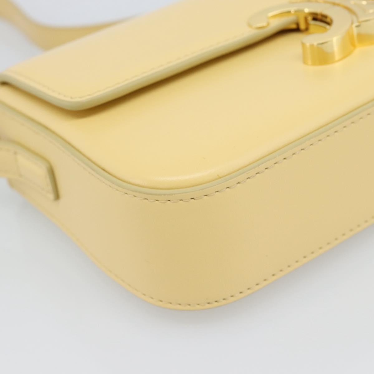 CELINE Triomphe Shoulder Bag Leather Ivory Gold Auth 189733SM