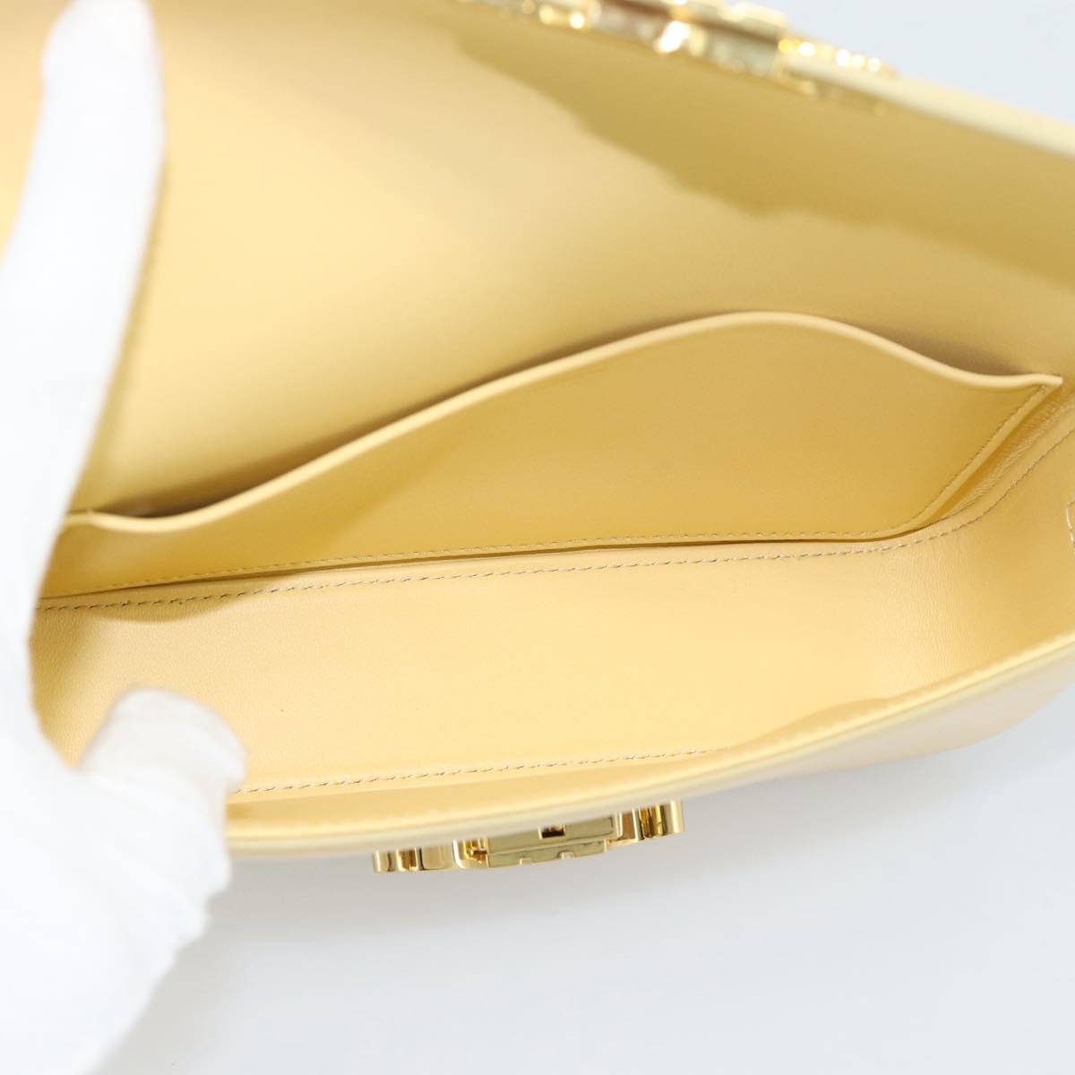 CELINE Triomphe Shoulder Bag Leather Ivory Gold Auth 189733SM