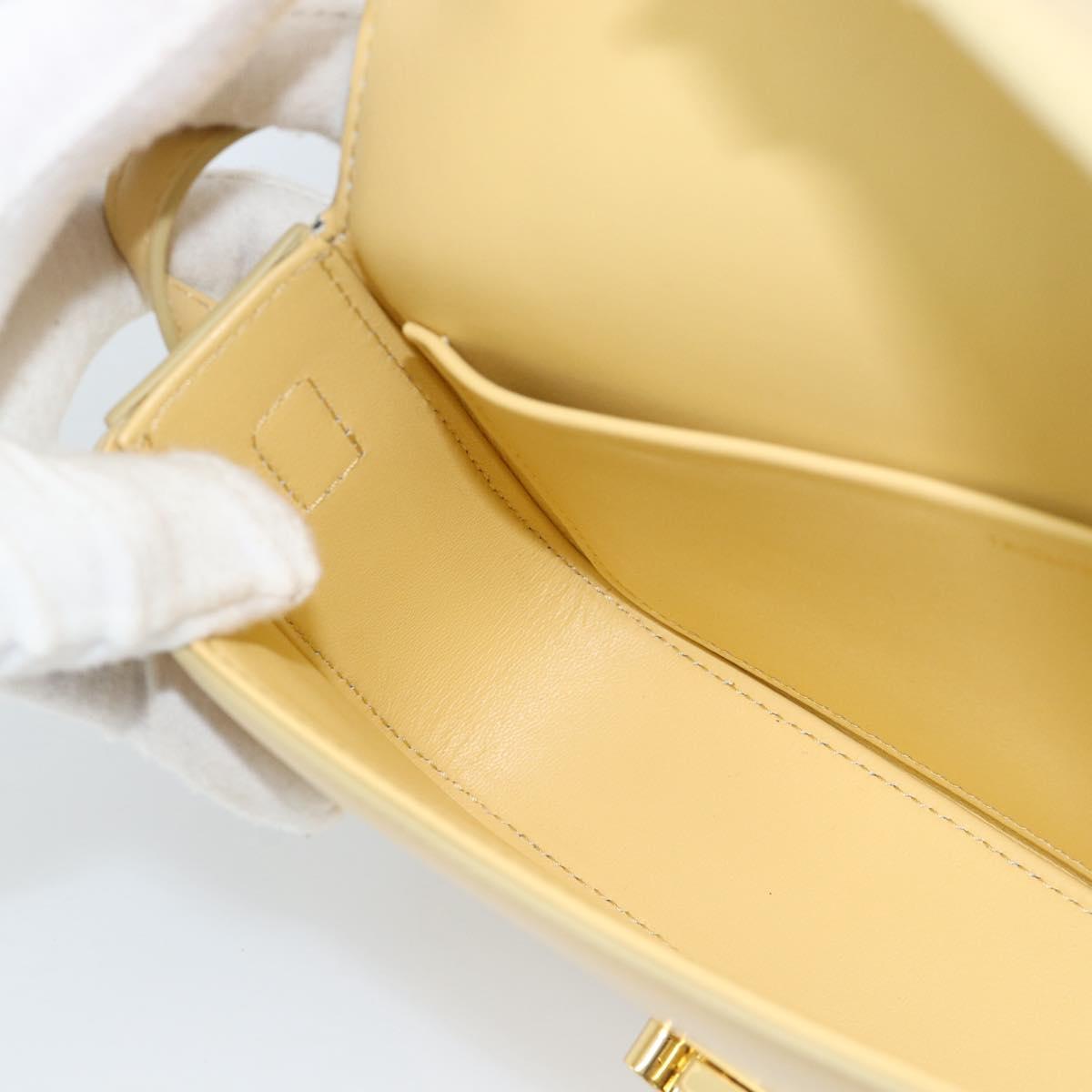 CELINE Triomphe Shoulder Bag Leather Ivory Gold Auth 189733SM