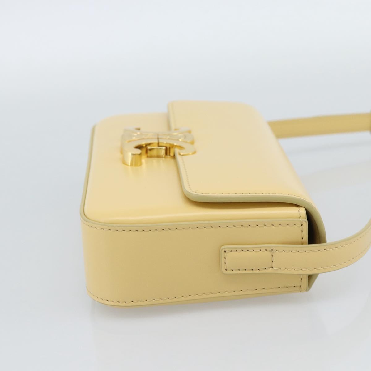 CELINE Triomphe Shoulder Bag Leather Ivory Gold Auth 189733SM