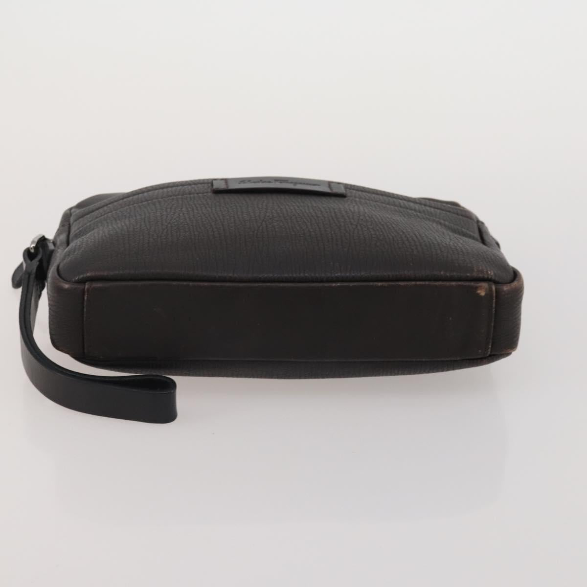 Salvatore Ferragamo Hand Bag Leather 2 Set Black Brown Auth 189737