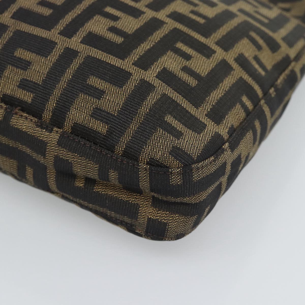FENDI Zucca Canvas Mamma Baguette Shoulder Bag Black Brown Auth 189740V
