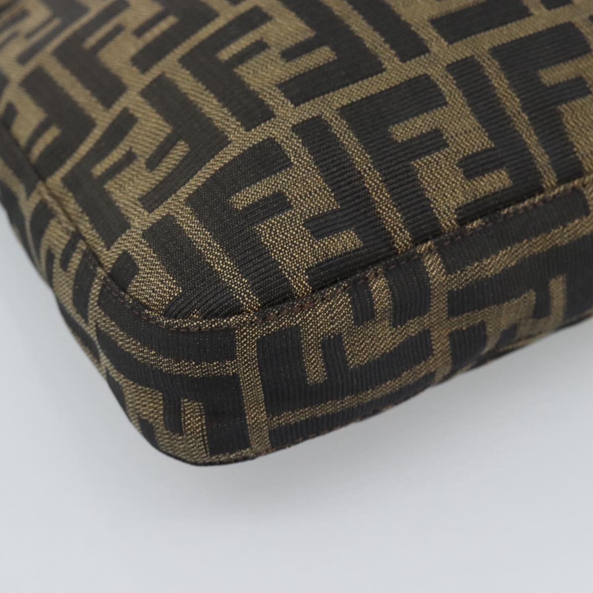 FENDI Zucca Canvas Mamma Baguette Shoulder Bag Black Brown Auth 189740V
