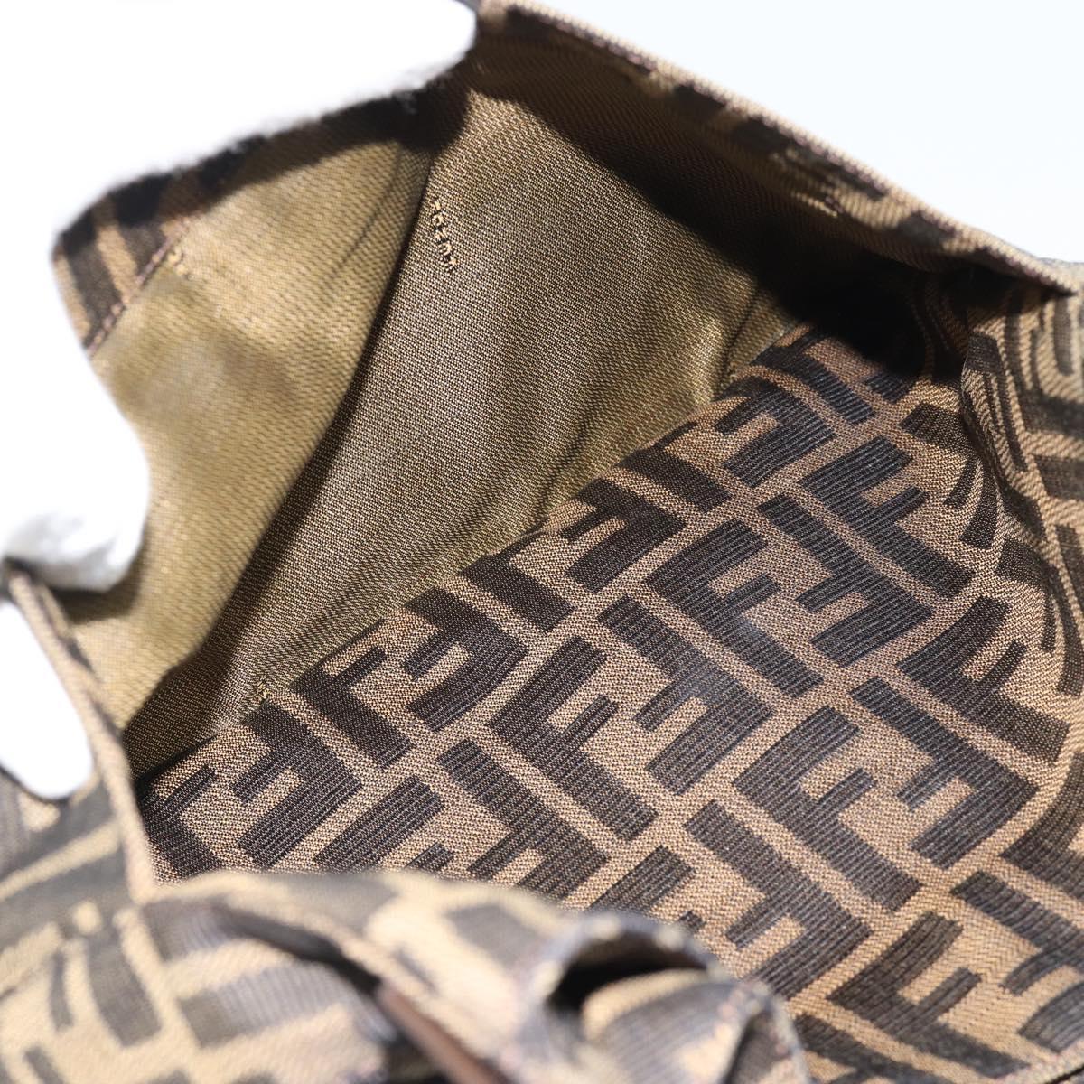 FENDI Zucca Canvas Mamma Baguette Shoulder Bag Black Brown Auth 189740V