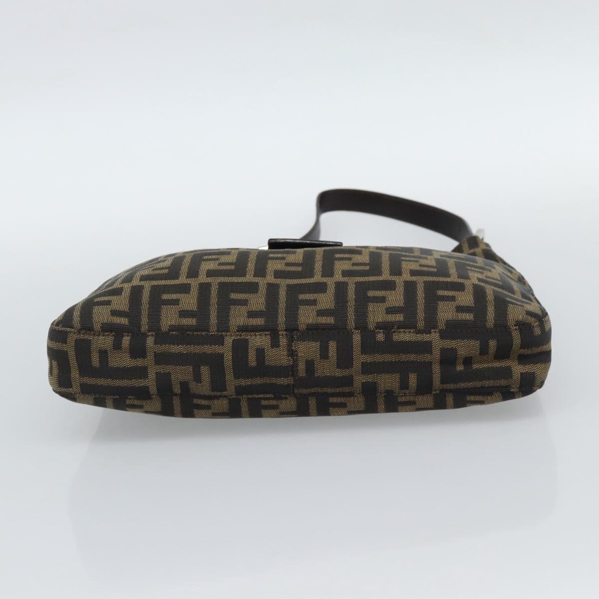 FENDI Zucca Canvas Mamma Baguette Shoulder Bag Black Brown Auth 189740V