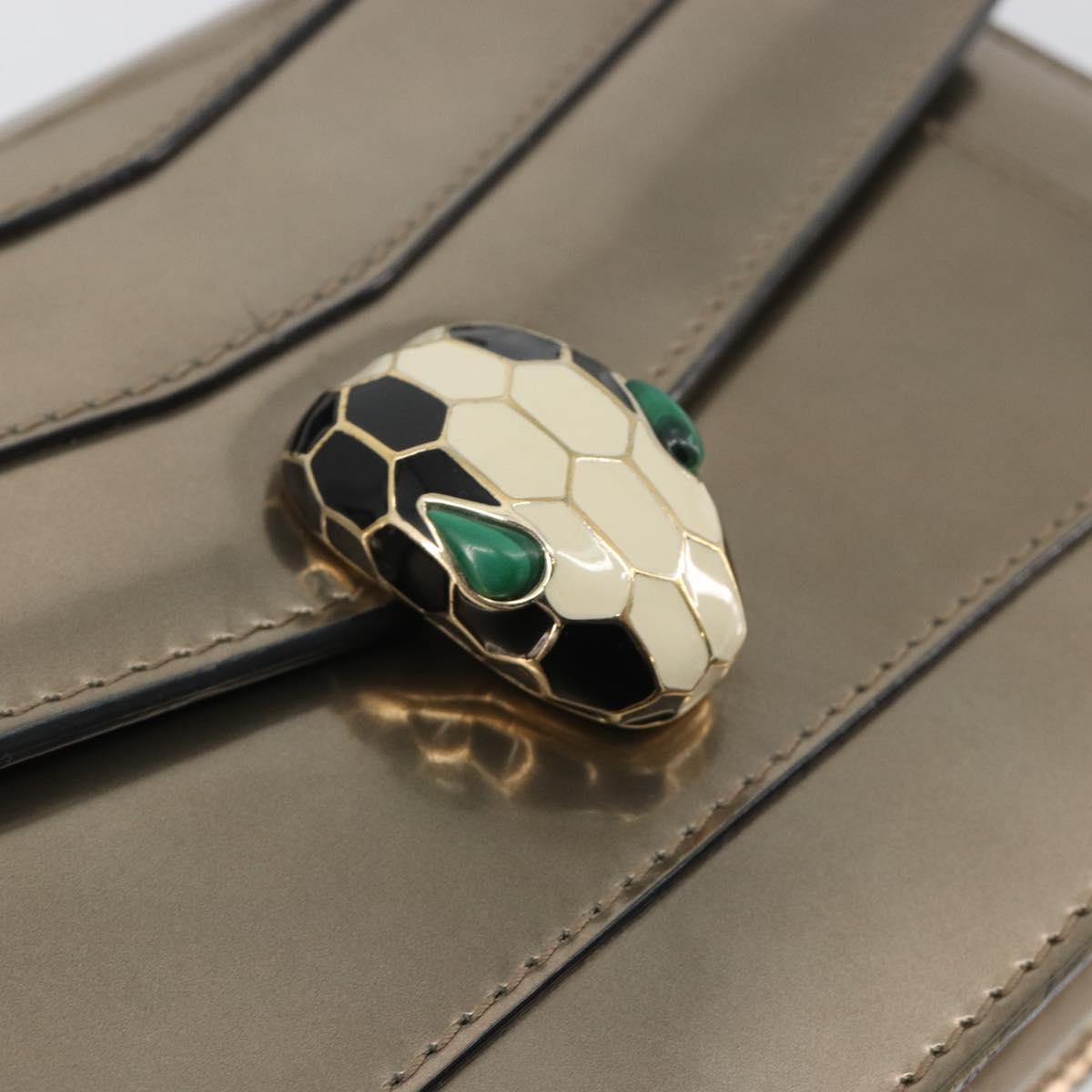 BVLGARI Serpenti Shoulder Bag Leather Gold Auth 189741A