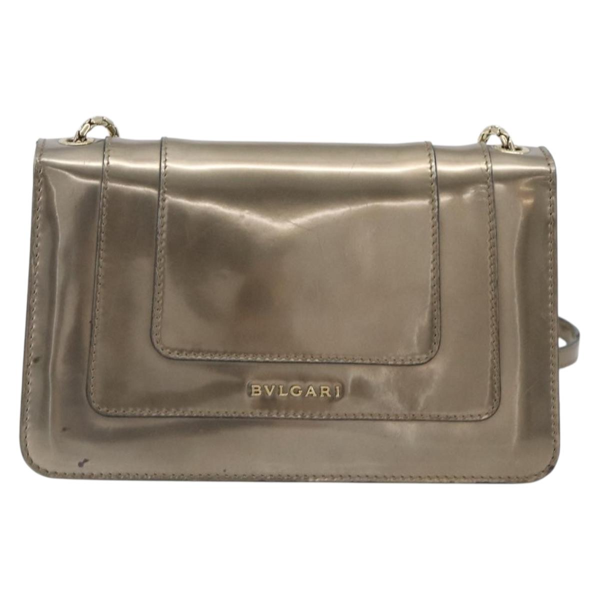BVLGARI Serpenti Shoulder Bag Leather Gold Auth 189741A