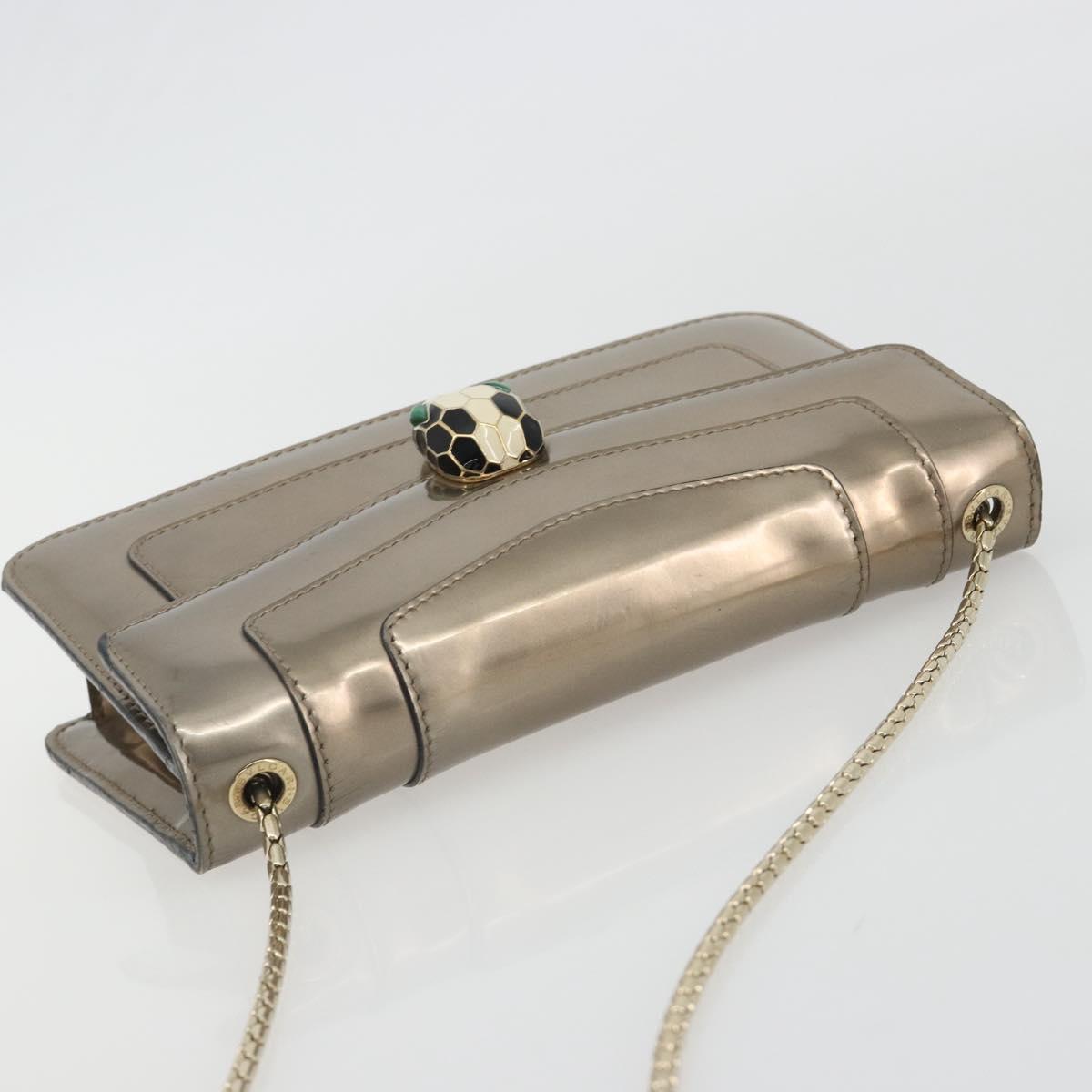 BVLGARI Serpenti Shoulder Bag Leather Gold Auth 189741A