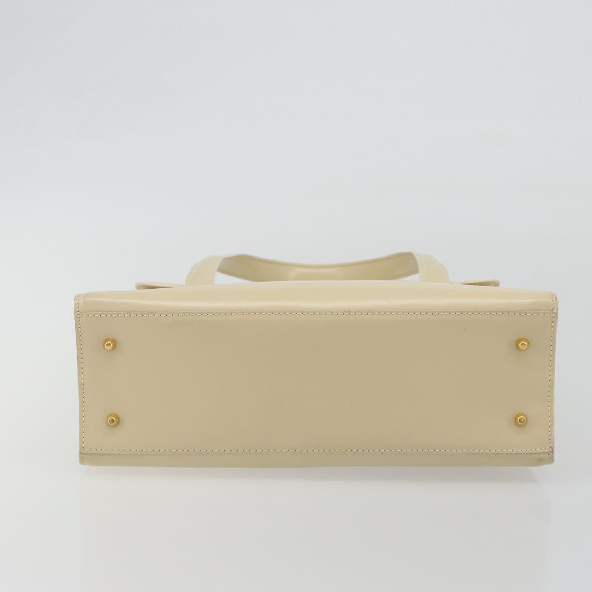 LOEWE Hand Bag Leather 2way Ivory Gold Auth 189745A