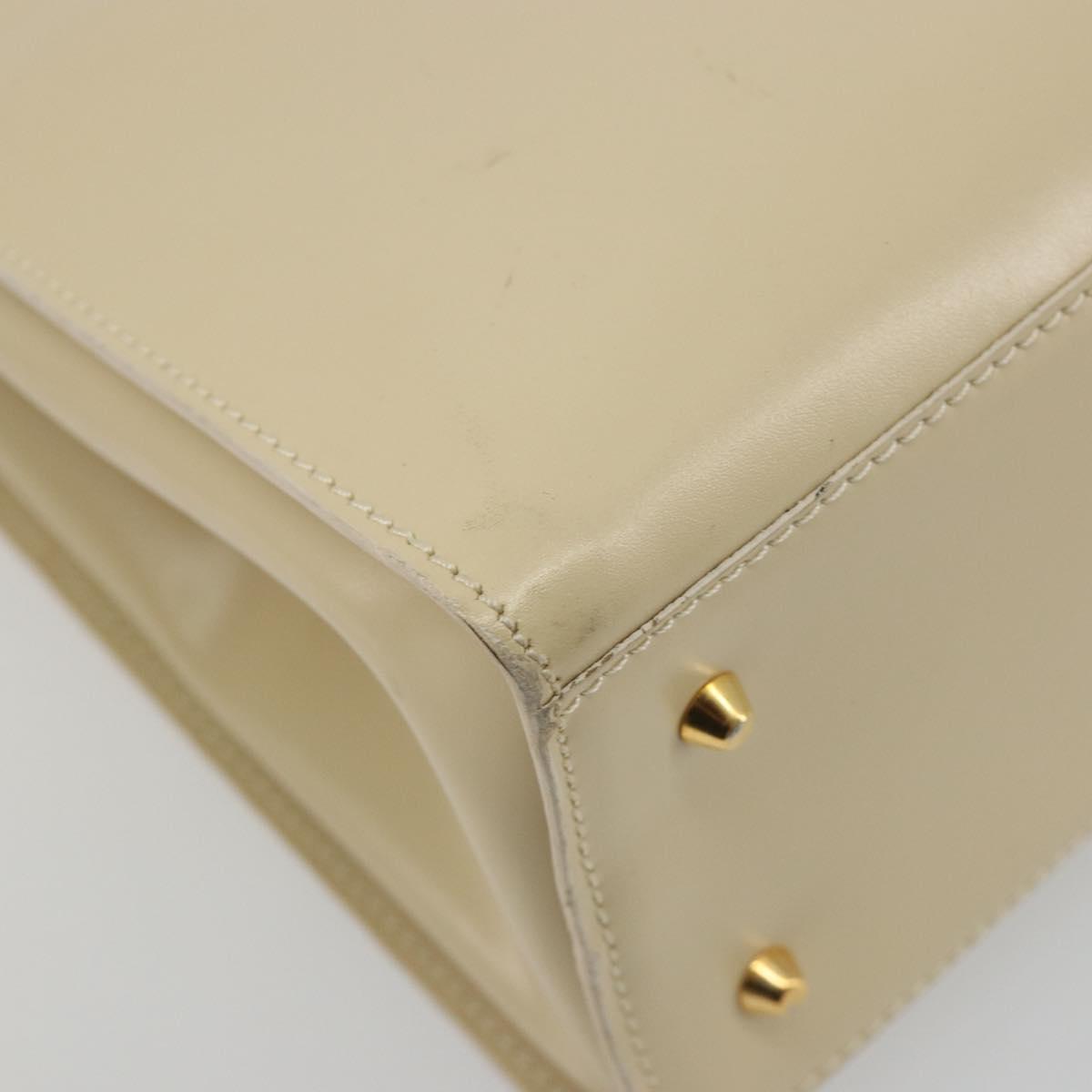 LOEWE Hand Bag Leather 2way Ivory Gold Auth 189745A