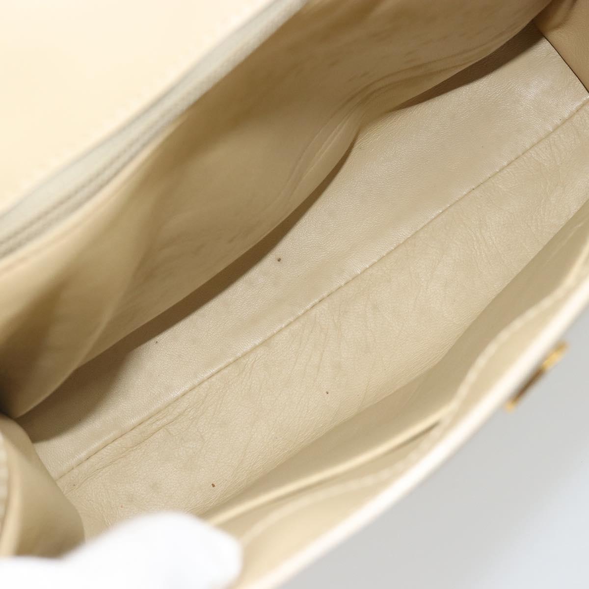 LOEWE Hand Bag Leather 2way Ivory Gold Auth 189745A
