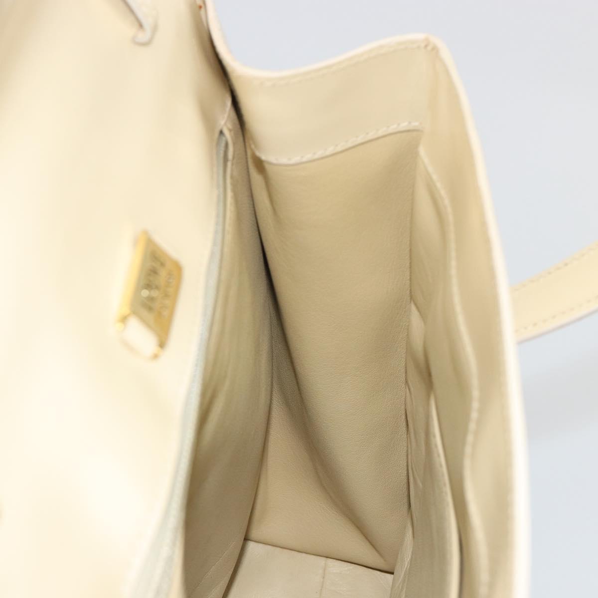 LOEWE Hand Bag Leather 2way Ivory Gold Auth 189745A