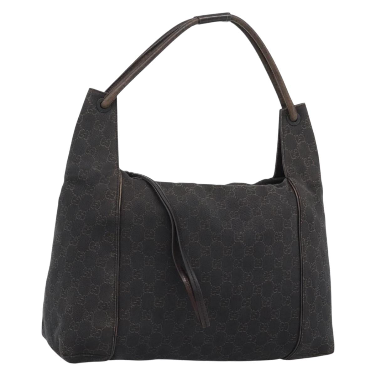 GUCCI GG Canvas Shoulder Bag Black 101292 Auth 189748A