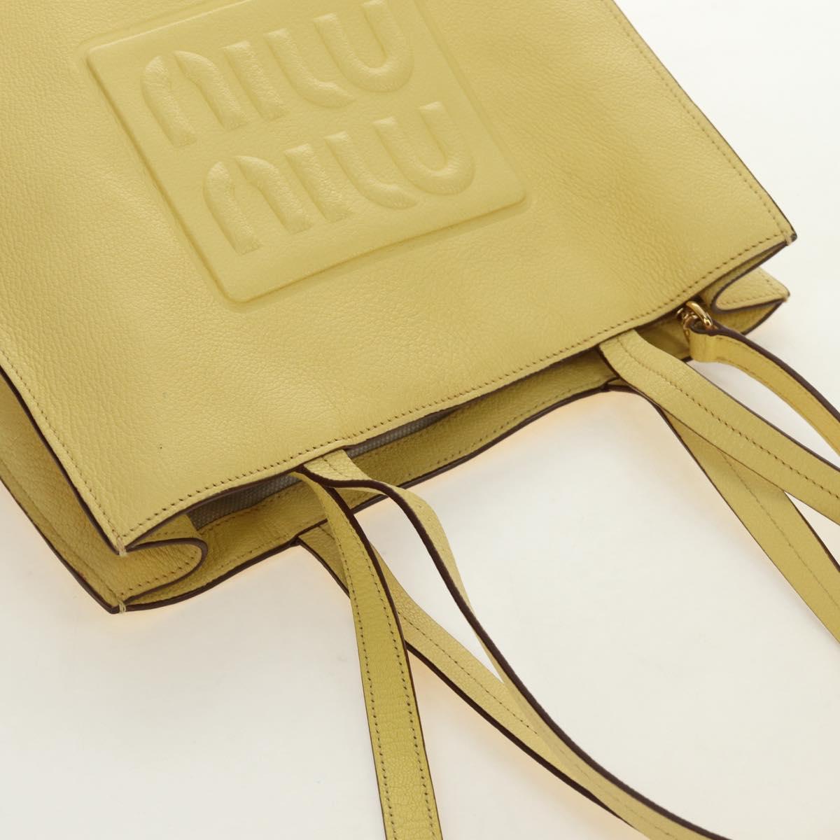 Miu Miu Tote Bag Leather 2way Yellow Gold Auth 189749M
