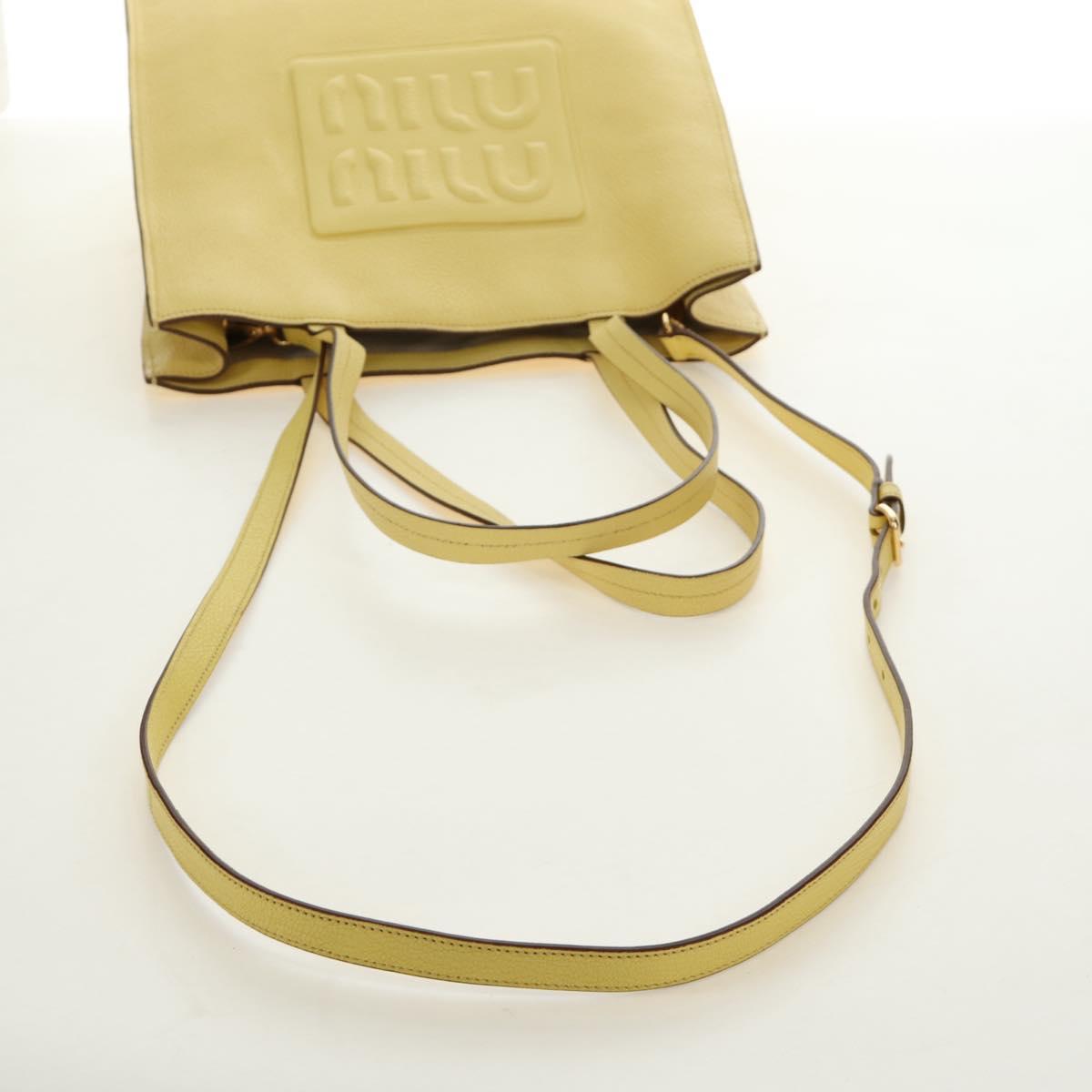Miu Miu Tote Bag Leather 2way Yellow Gold Auth 189749M