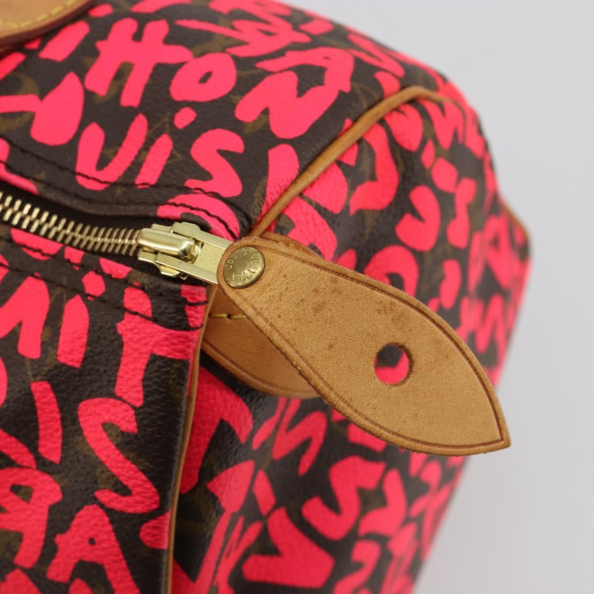 LOUIS VUITTON Monogram Graffiti Speedy 30 Hand Bag Pink M93704 LV Auth 189751SAM