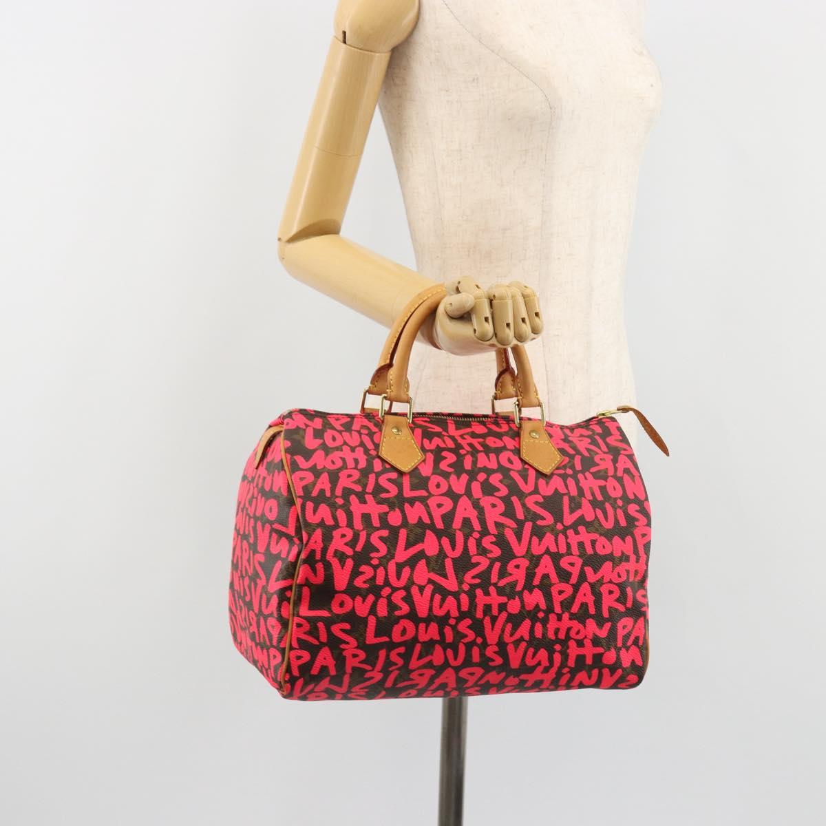 LOUIS VUITTON Monogram Graffiti Speedy 30 Hand Bag Pink M93704 LV Auth 189751SAM