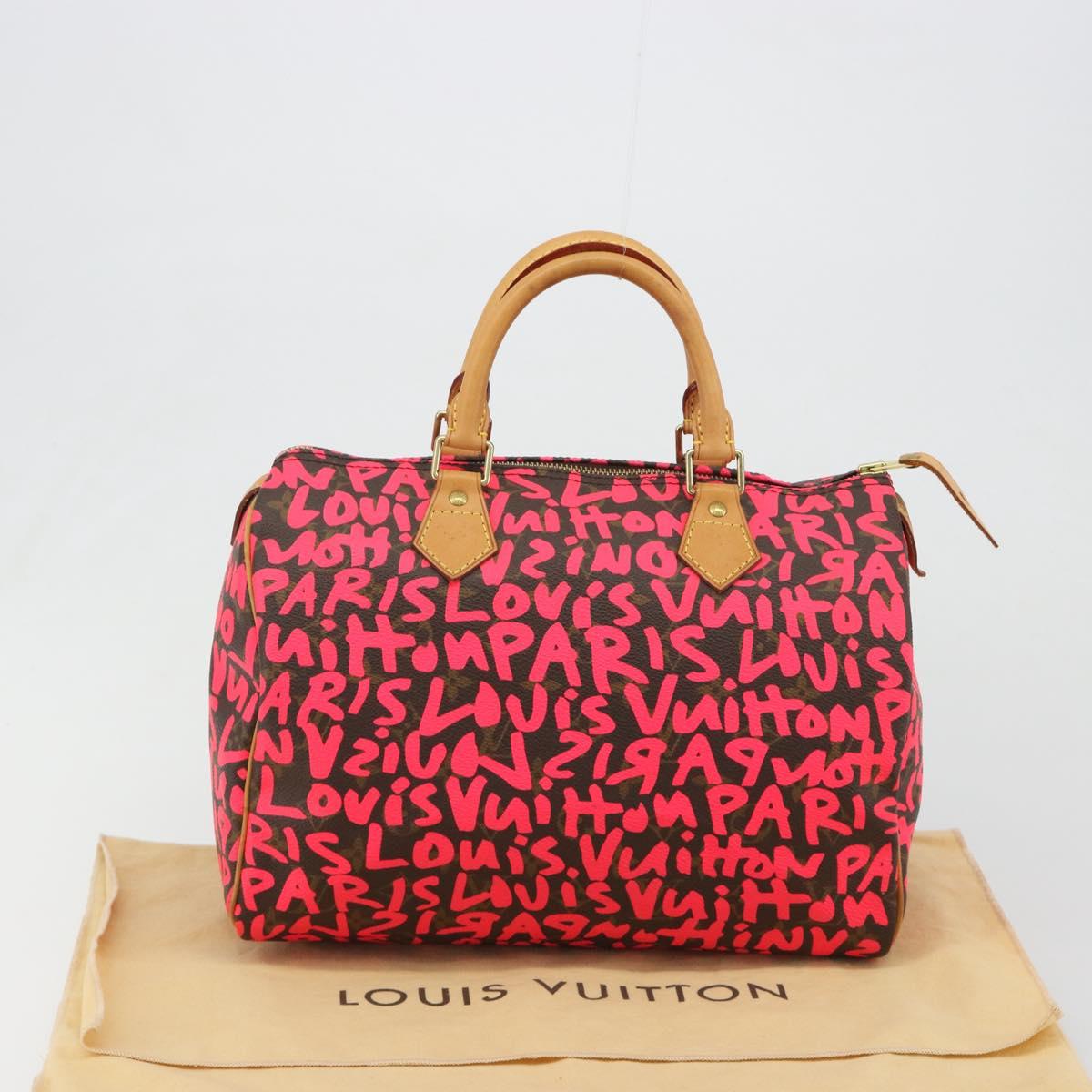 LOUIS VUITTON Monogram Graffiti Speedy 30 Hand Bag Pink M93704 LV Auth 189751SAM