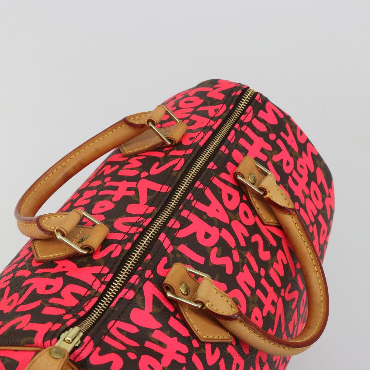 LOUIS VUITTON Monogram Graffiti Speedy 30 Hand Bag Pink M93704 LV Auth 189751SAM