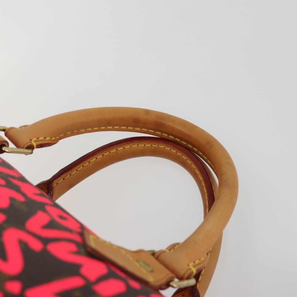 LOUIS VUITTON Monogram Graffiti Speedy 30 Hand Bag Pink M93704 LV Auth 189751SAM