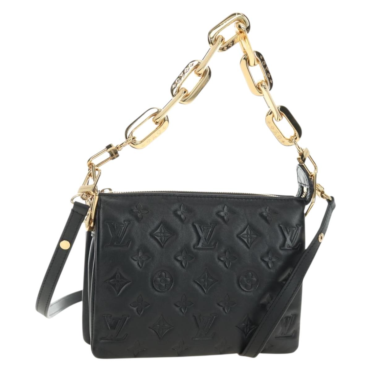 LOUIS VUITTON Monogram Emboss Kussan BB Bag Black M21259 LV Auth 189752SV