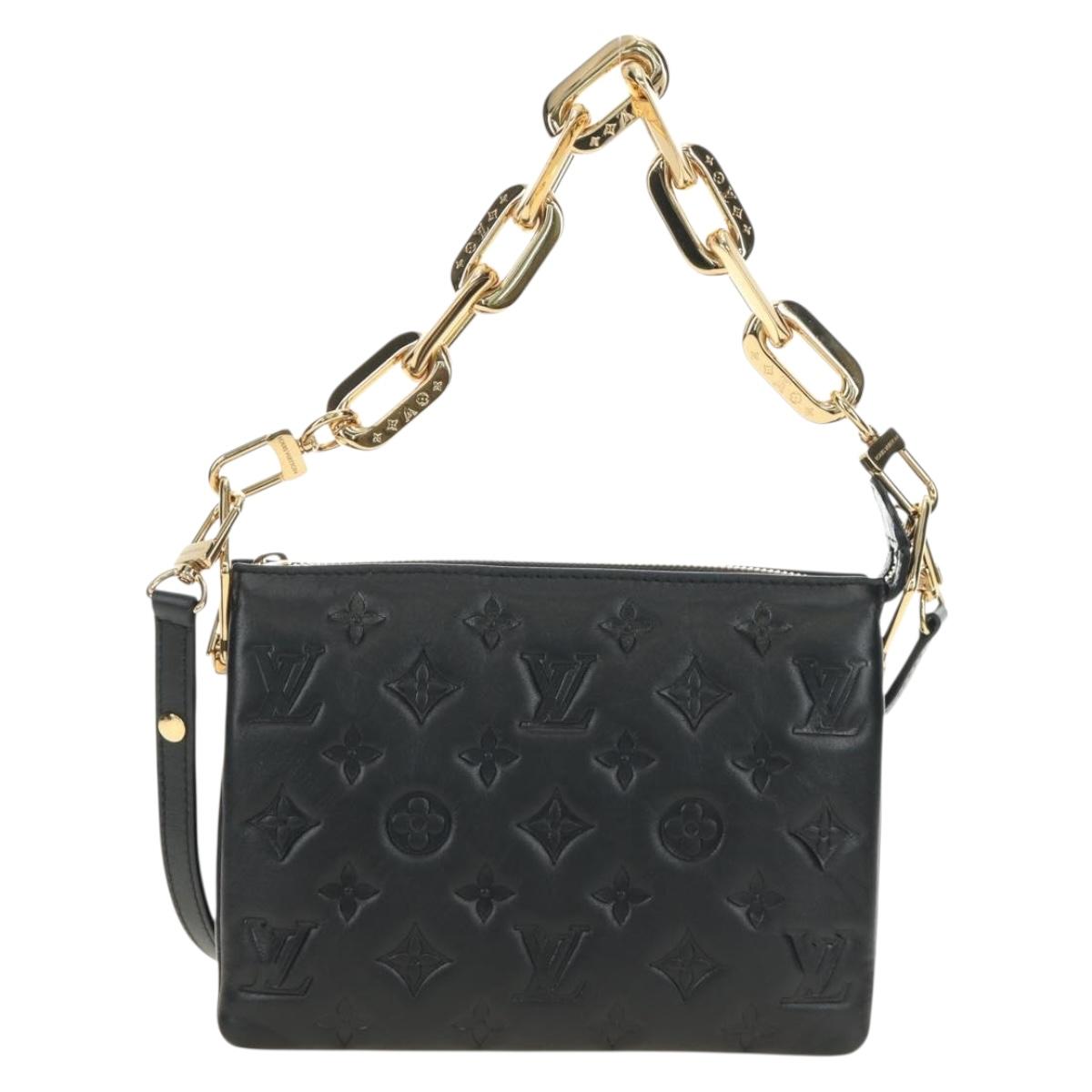 LOUIS VUITTON Monogram Emboss Kussan BB Bag Black M21259 LV Auth 189752SV