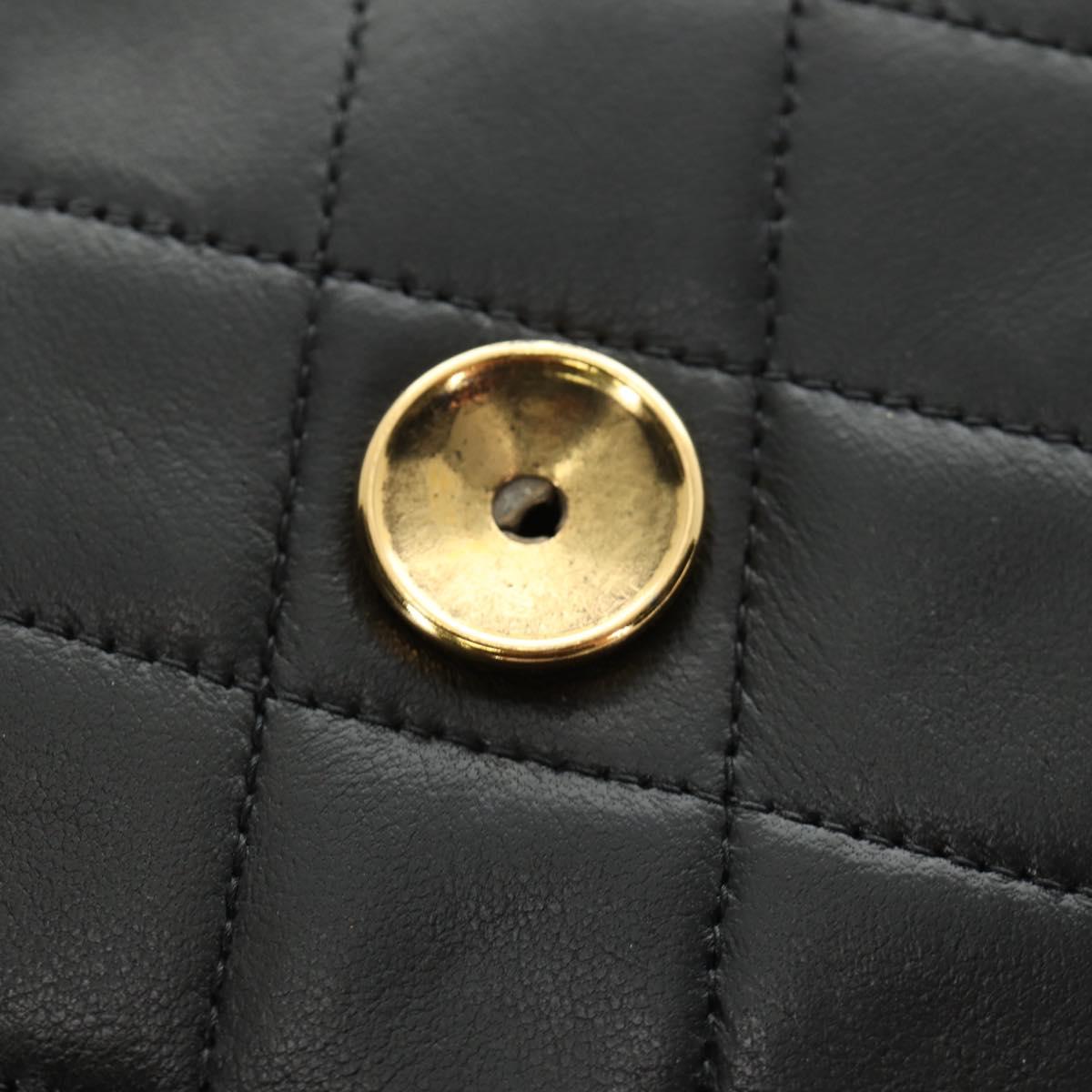 CHANEL Matelasse Chain Shoulder Bag Lamb Skin Black Gold CC Auth 189753V