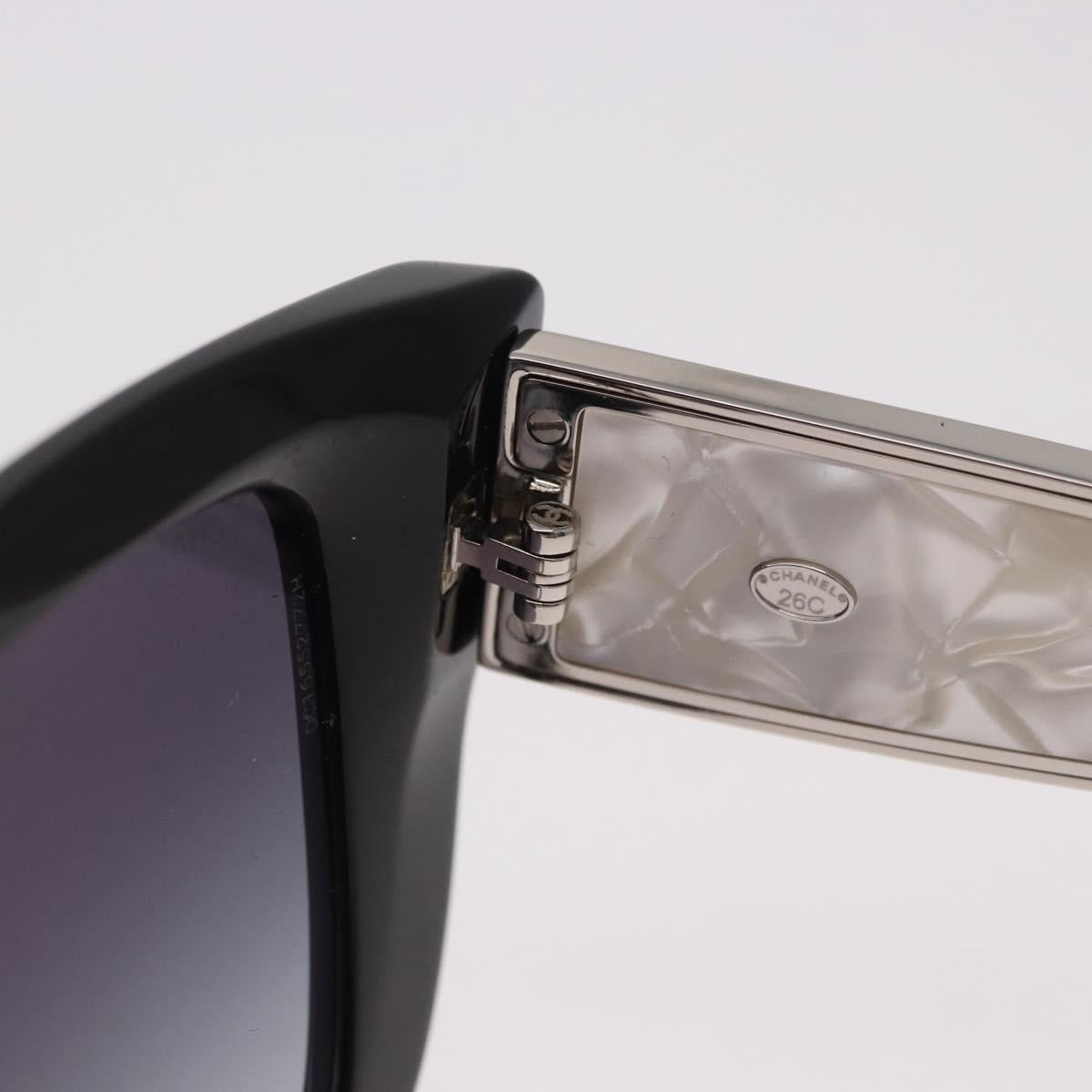 CHANEL Sunglasses metal Black CC Auth 189755M