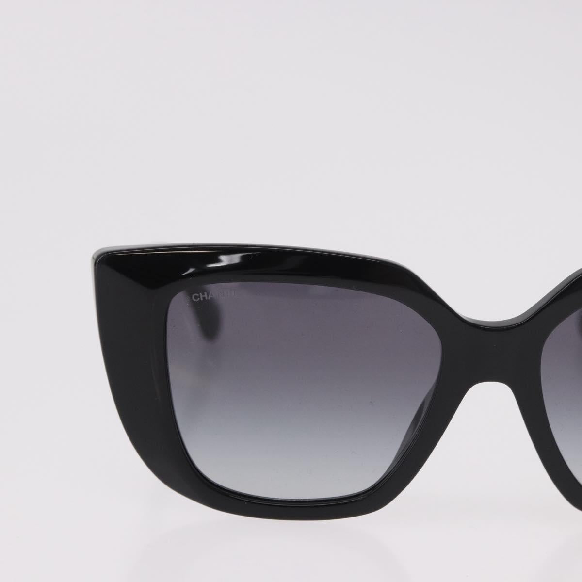 CHANEL Sunglasses metal Black CC Auth 189755M