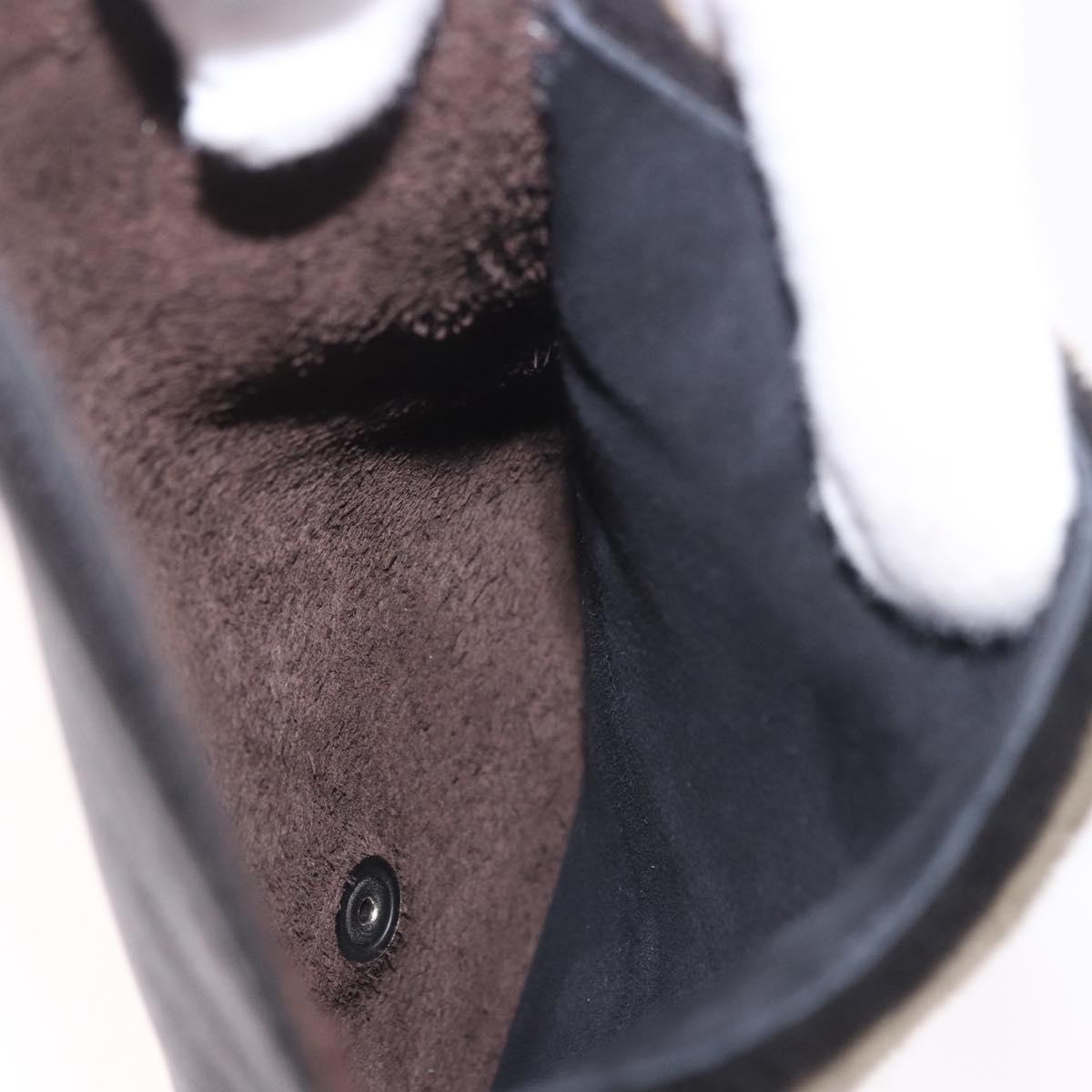 HERMES Shoes Polisher Leather Black Silver Auth 189758M