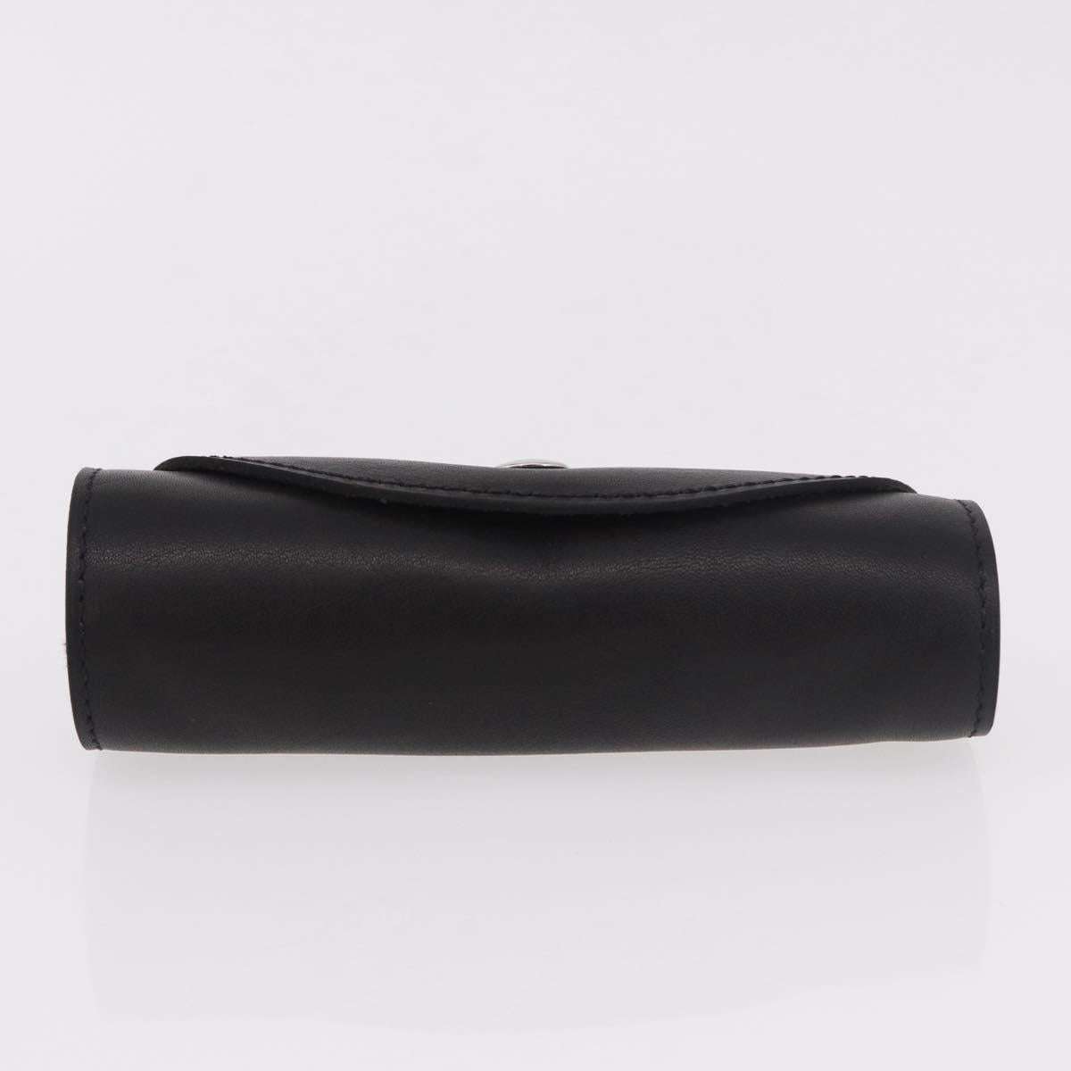 HERMES Shoes Polisher Leather Black Silver Auth 189758M