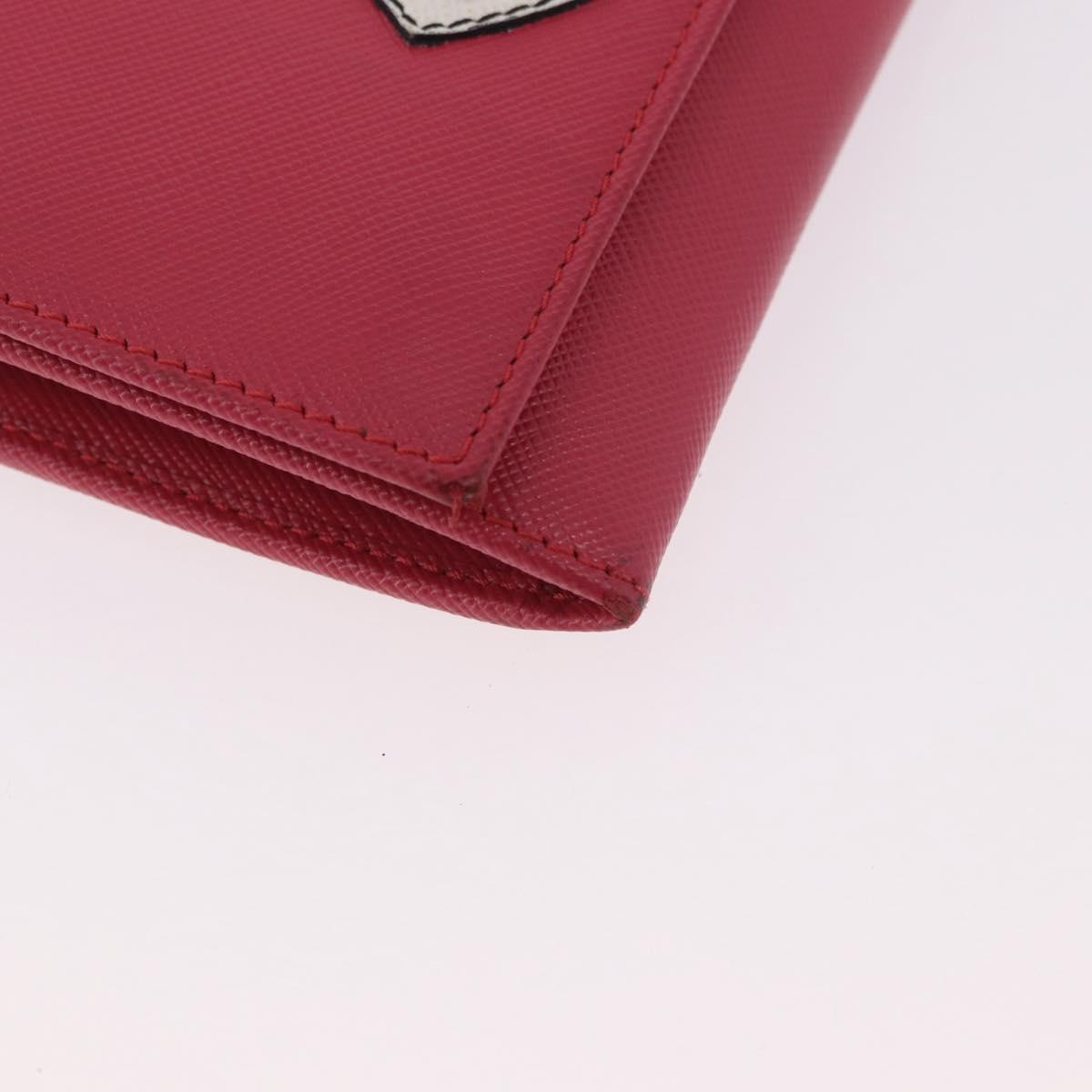 PRADA Chain Shoulder Wallet Safiano leather Pink Gold Auth 189760