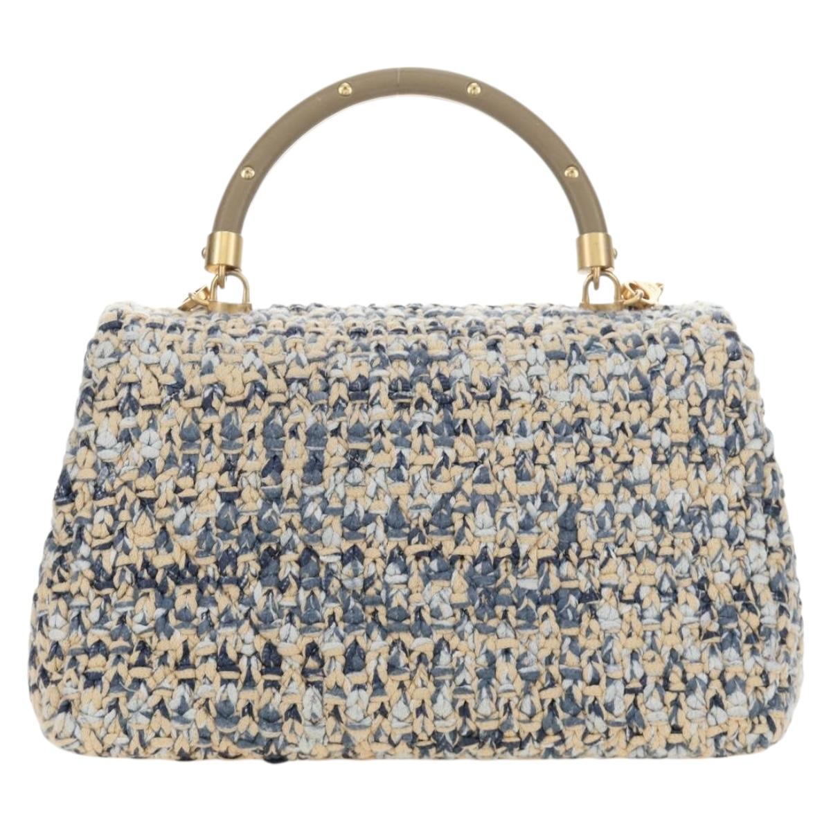 CHANEL Top Handle Chain Shoulder Bag Tweed 2way Multicolor Gold CC Auth 189761SM